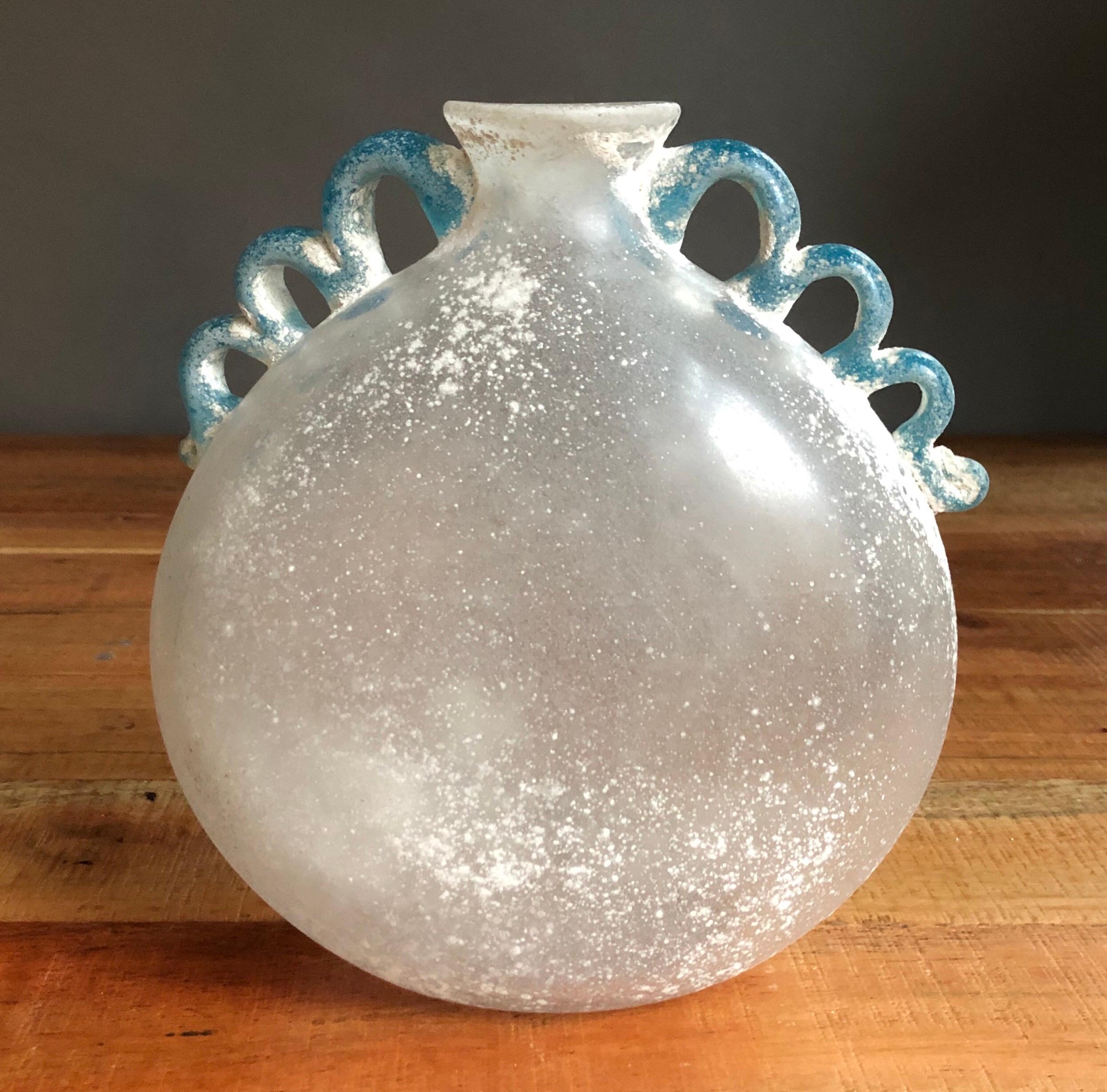 Rare vase en verre Scavo soufflé à la main par Seguso, 
