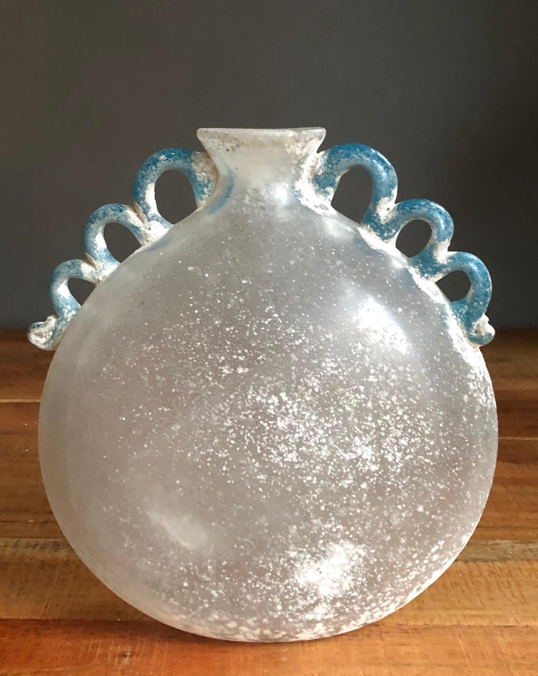 Rare vase en verre Scavo soufflé à la main par Seguso, 