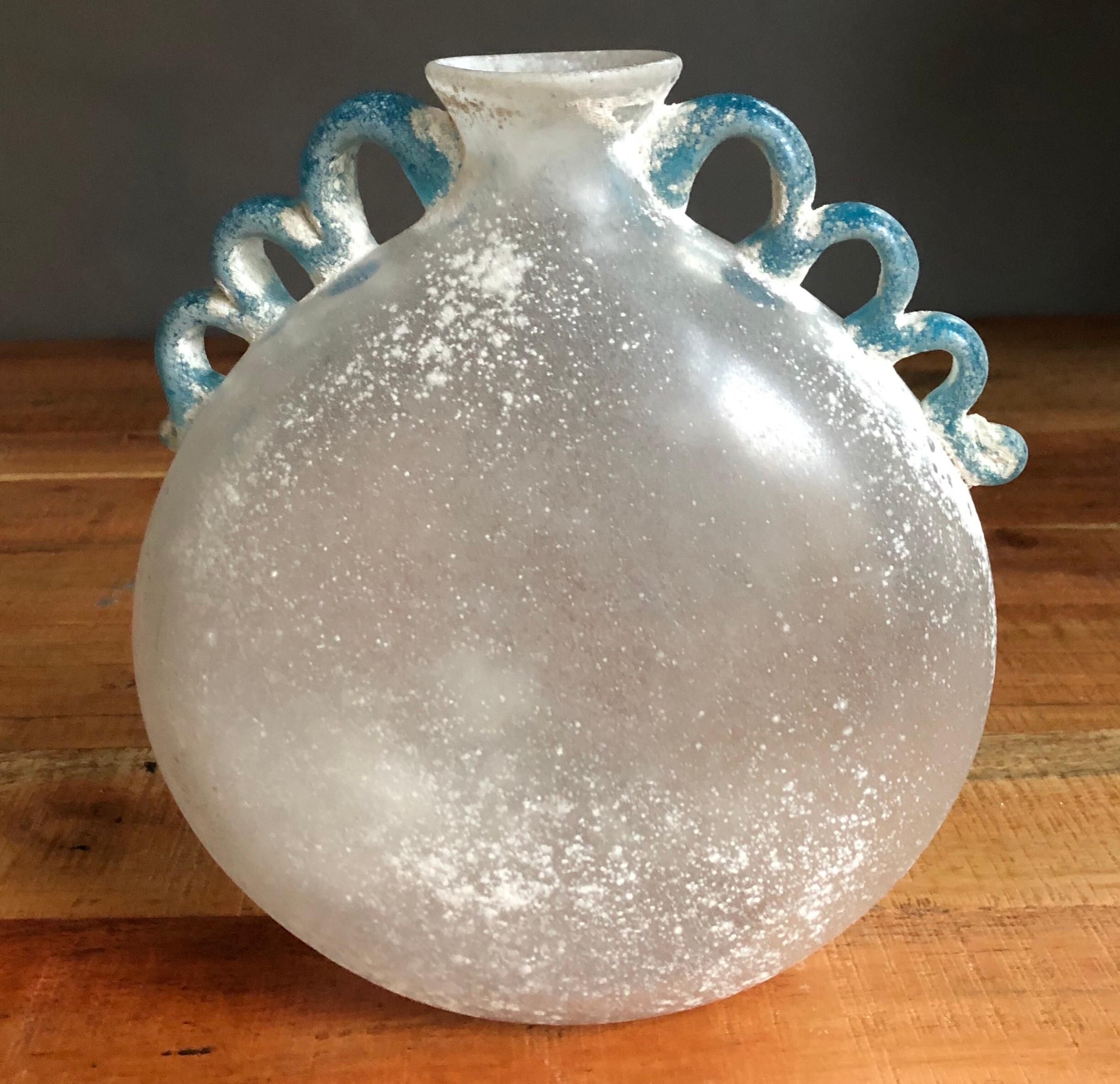 Rare vase en verre de Murano par Seguso, Murano, Italie, années 1980 (gravé sur le fond 