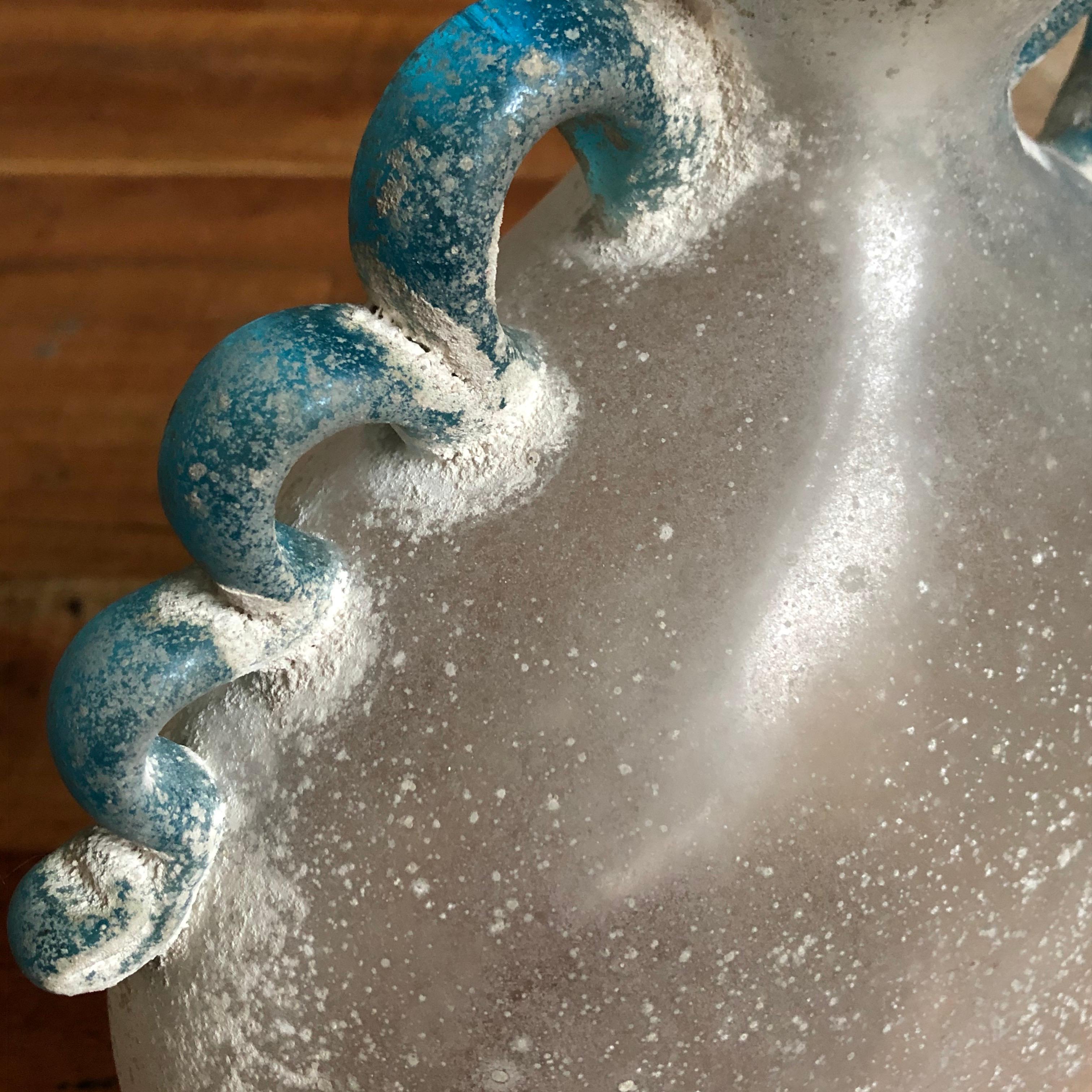 Fin du 20e siècle Rare vase en verre Scavo soufflé à la main par Seguso, 