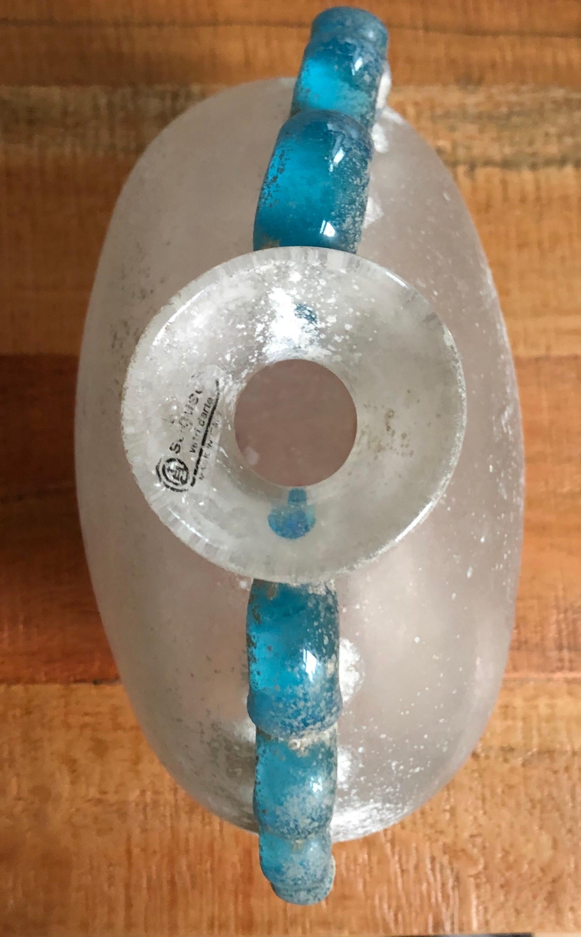 Verre de Murano Rare vase en verre Scavo soufflé à la main par Seguso, 