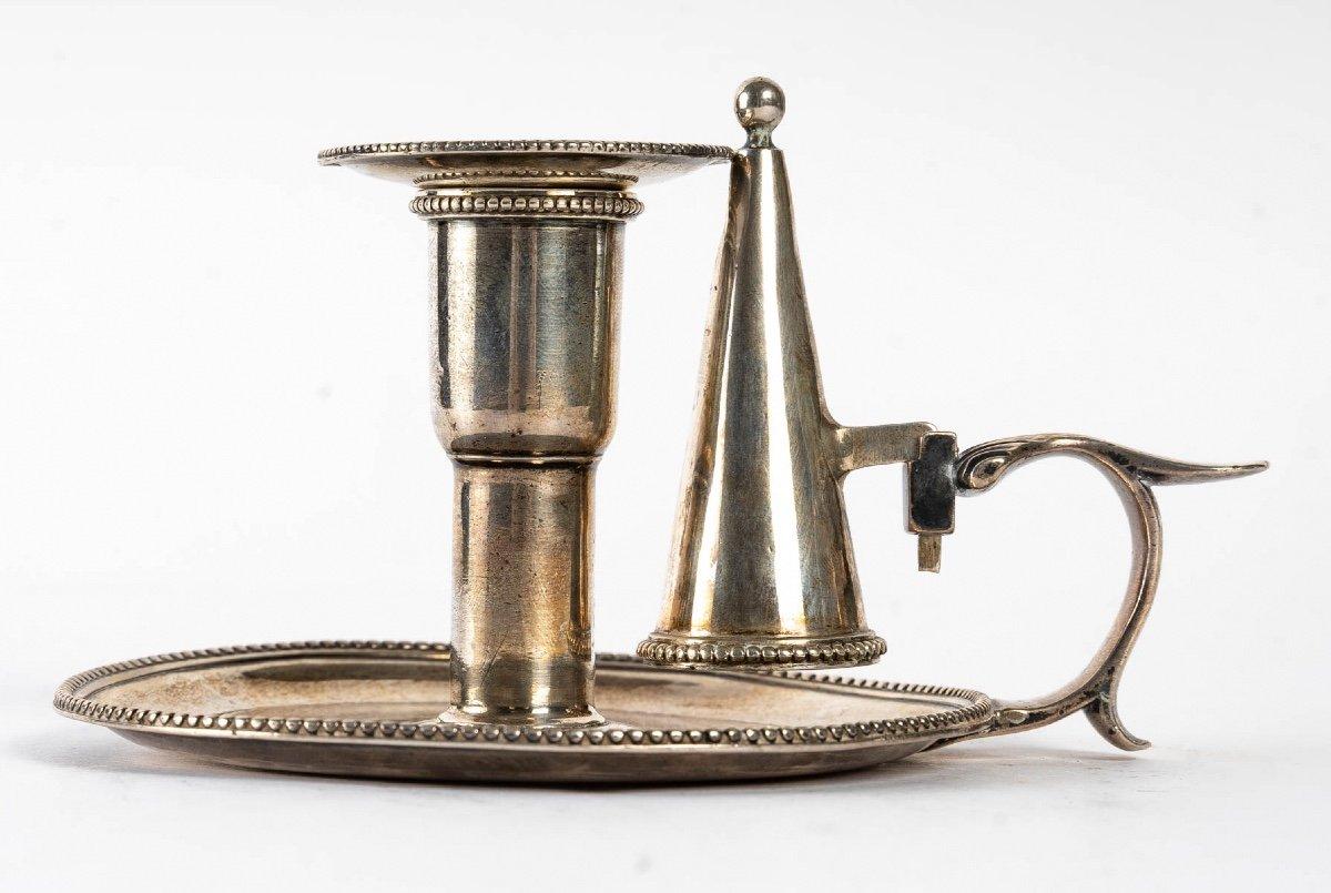 18th Century and Earlier Rare Hand Candle Holder with Snuffer-Sterling Silver-John Crouch & Thomas Hannam
