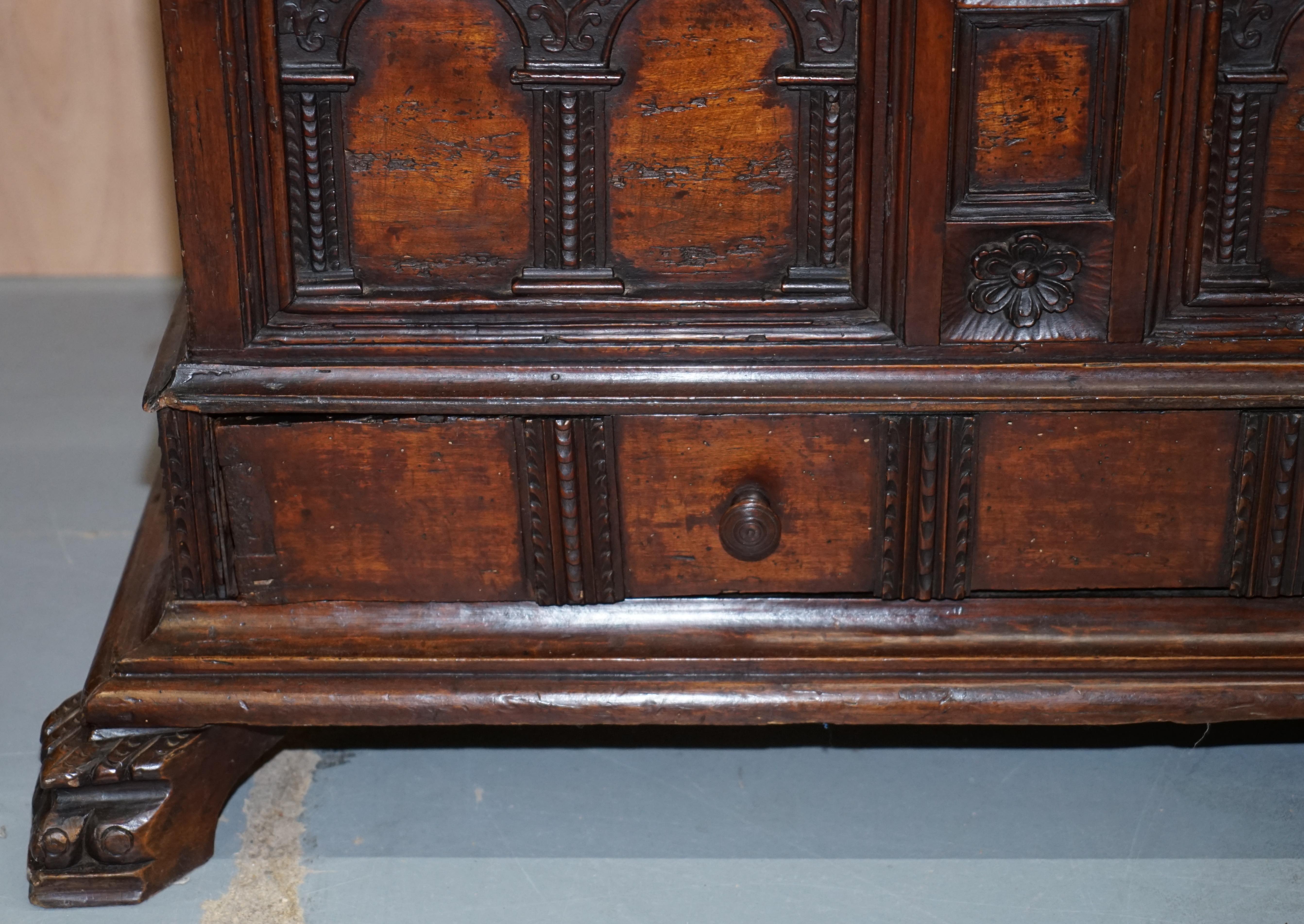 Rare Hand Carved 18th Century Italian Walnut Cassone Trunk Chest Blanket Box 4