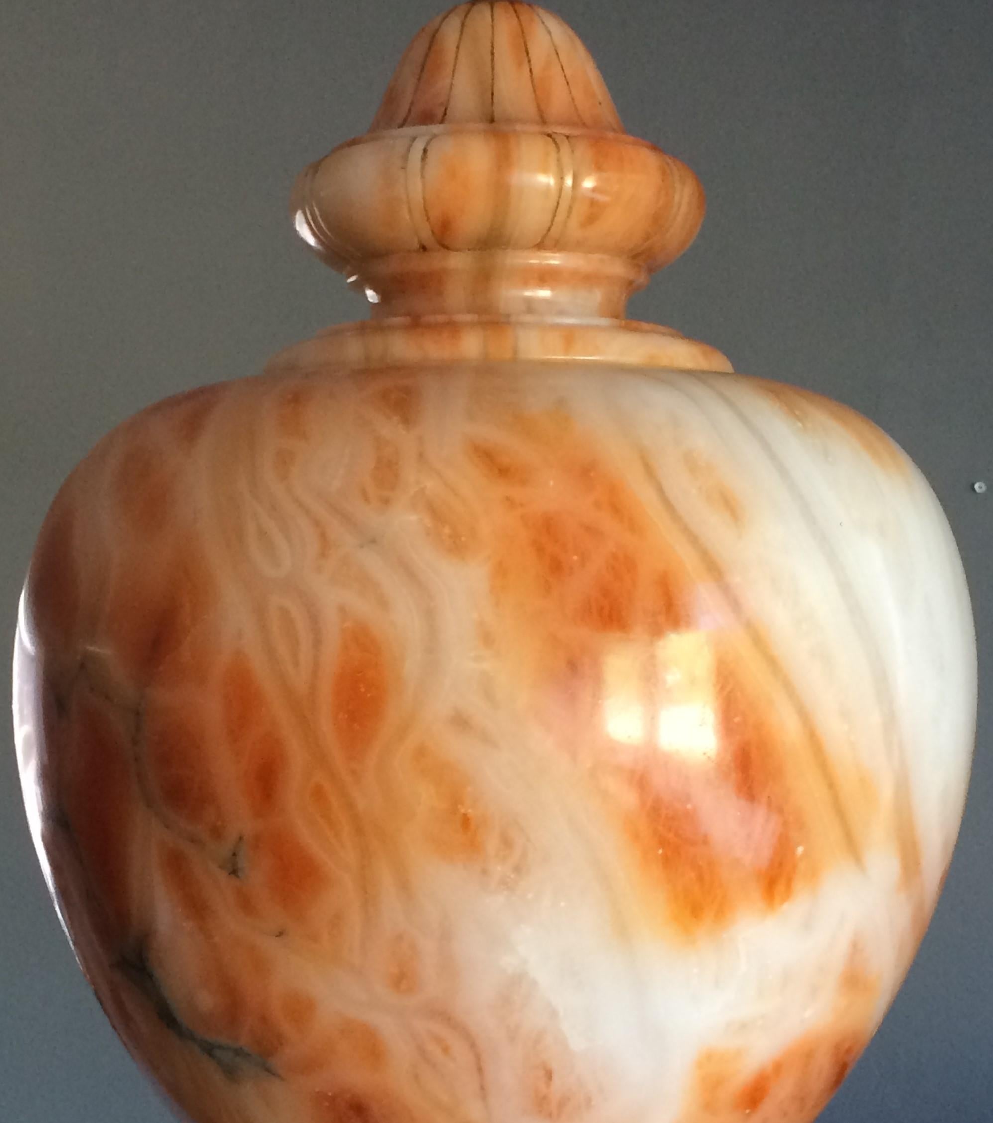 Unique Hand Carved Vivid Alabaster Pendant Light Chandelier w Stunning Patterns 2