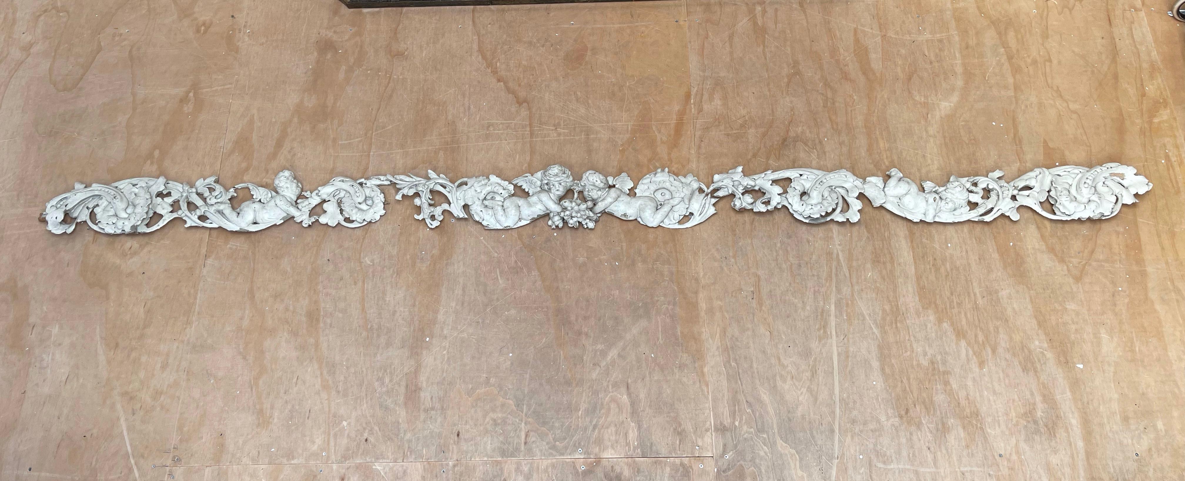 Antique architectural, painted nutwood 'molding' for wall or ceiling mounting, 9 feet in length.

If you are looking to integrate amazing architectural antiques into an old or new building then this extremely rare and all hand-carved Baroque