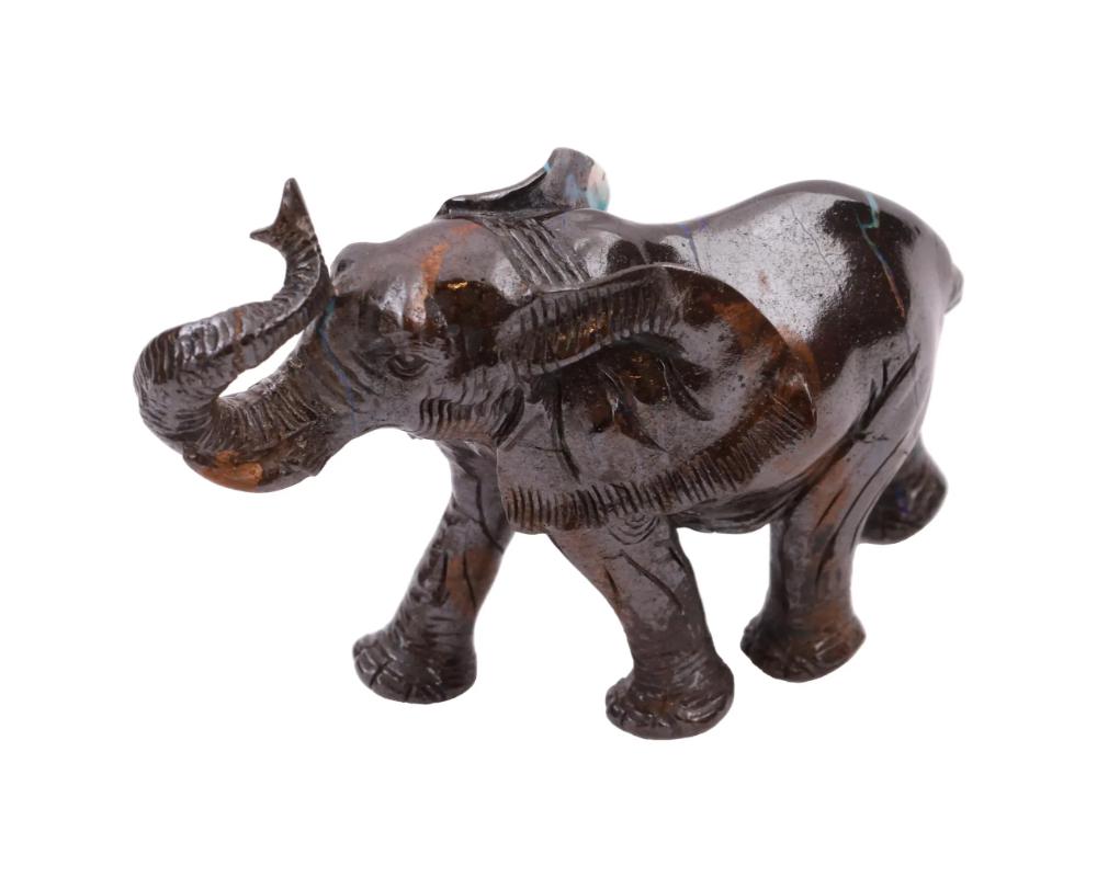Unknown Rare Hand Carved Opal Stone Figurine Of Elephant For Sale