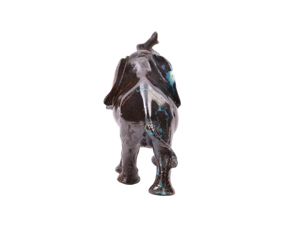 20th Century Rare Hand Carved Opal Stone Figurine Of Elephant For Sale