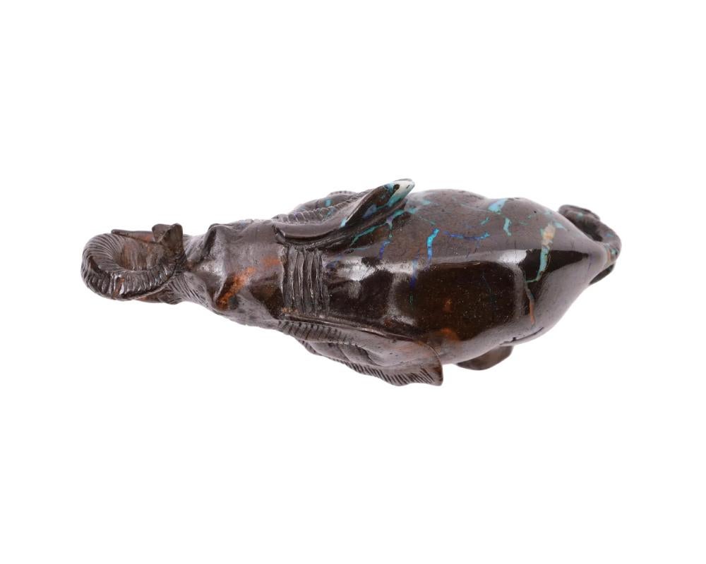 Rare Hand Carved Opal Stone Figurine Of Elephant For Sale 1