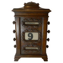 Rare Hand Carved Wooden Desk-Top Perpetual Calendar c.1900