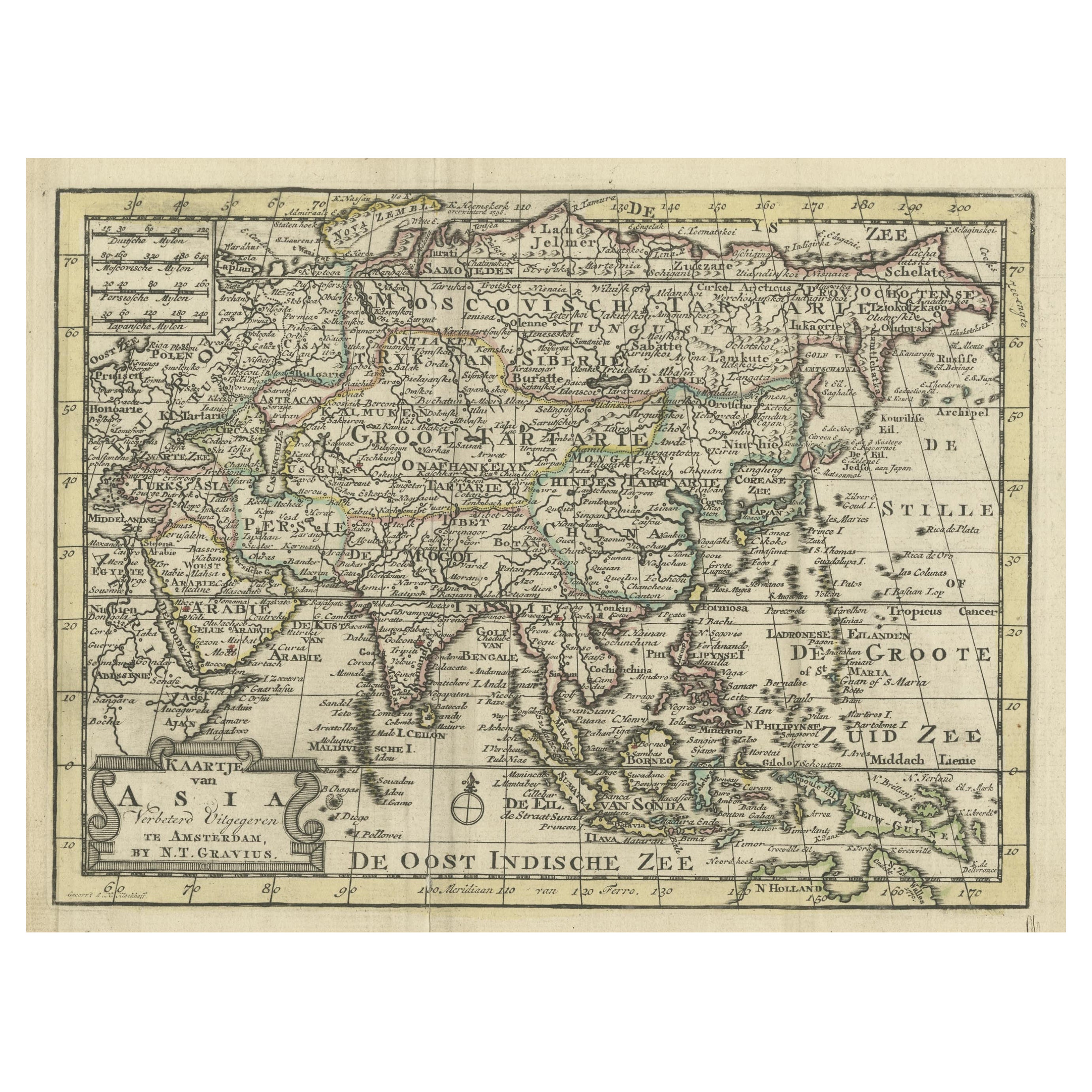 Rare Hand-Colored Antique Map of Asia, 1788