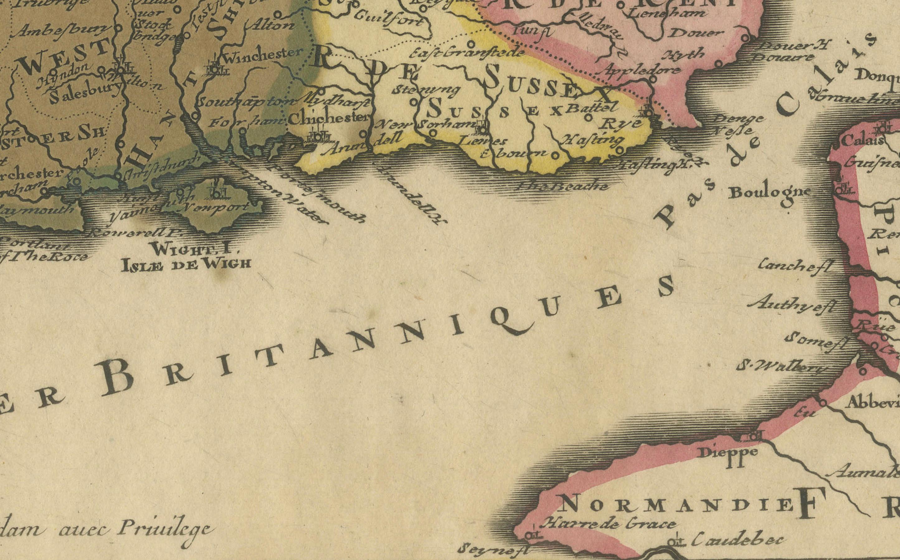 Early 18th Century Rare Hand-colored Map of the British Isles by Gerard Valk, Published circa 1700 For Sale