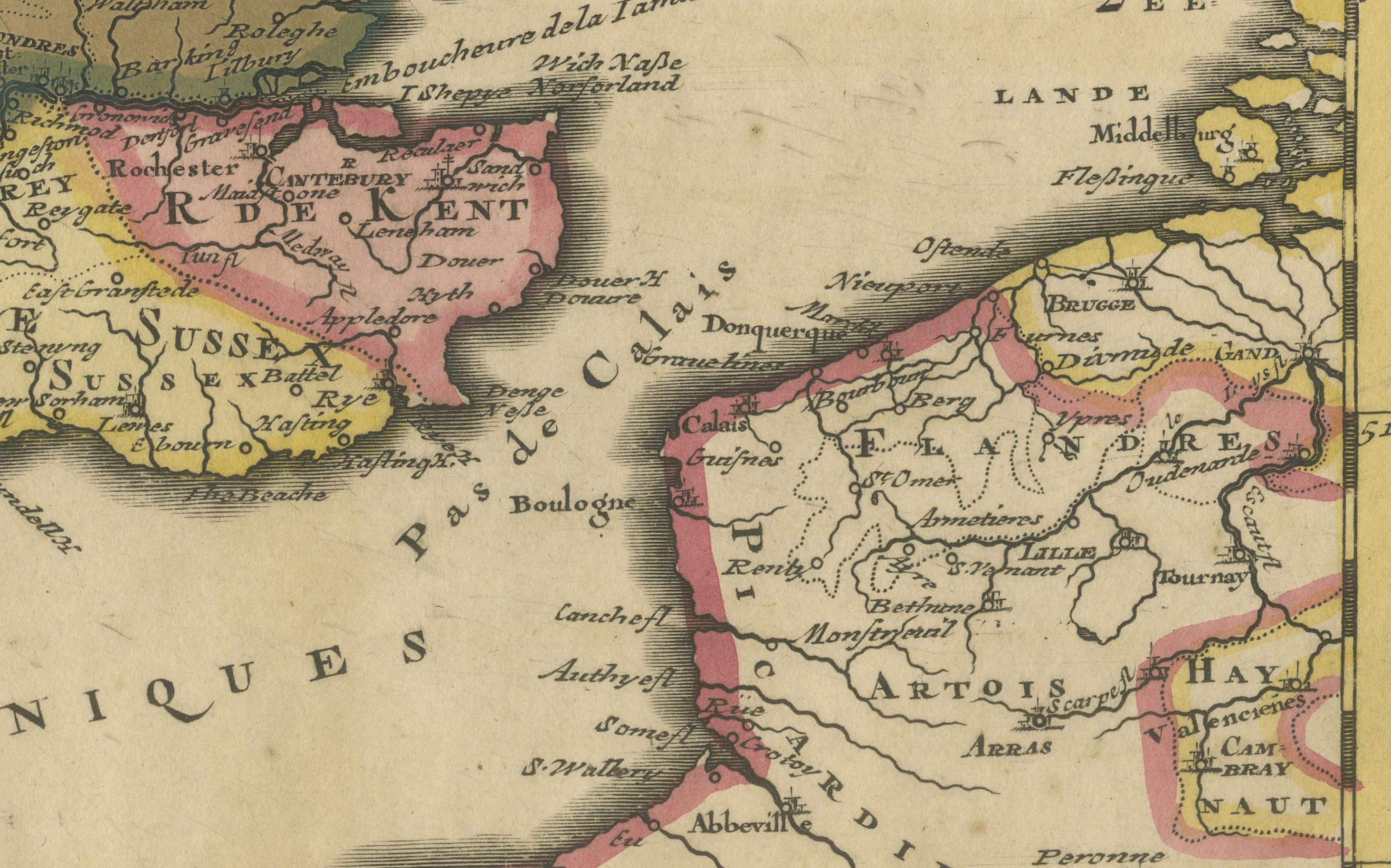 Paper Rare Hand-colored Map of the British Isles by Gerard Valk, Published circa 1700 For Sale