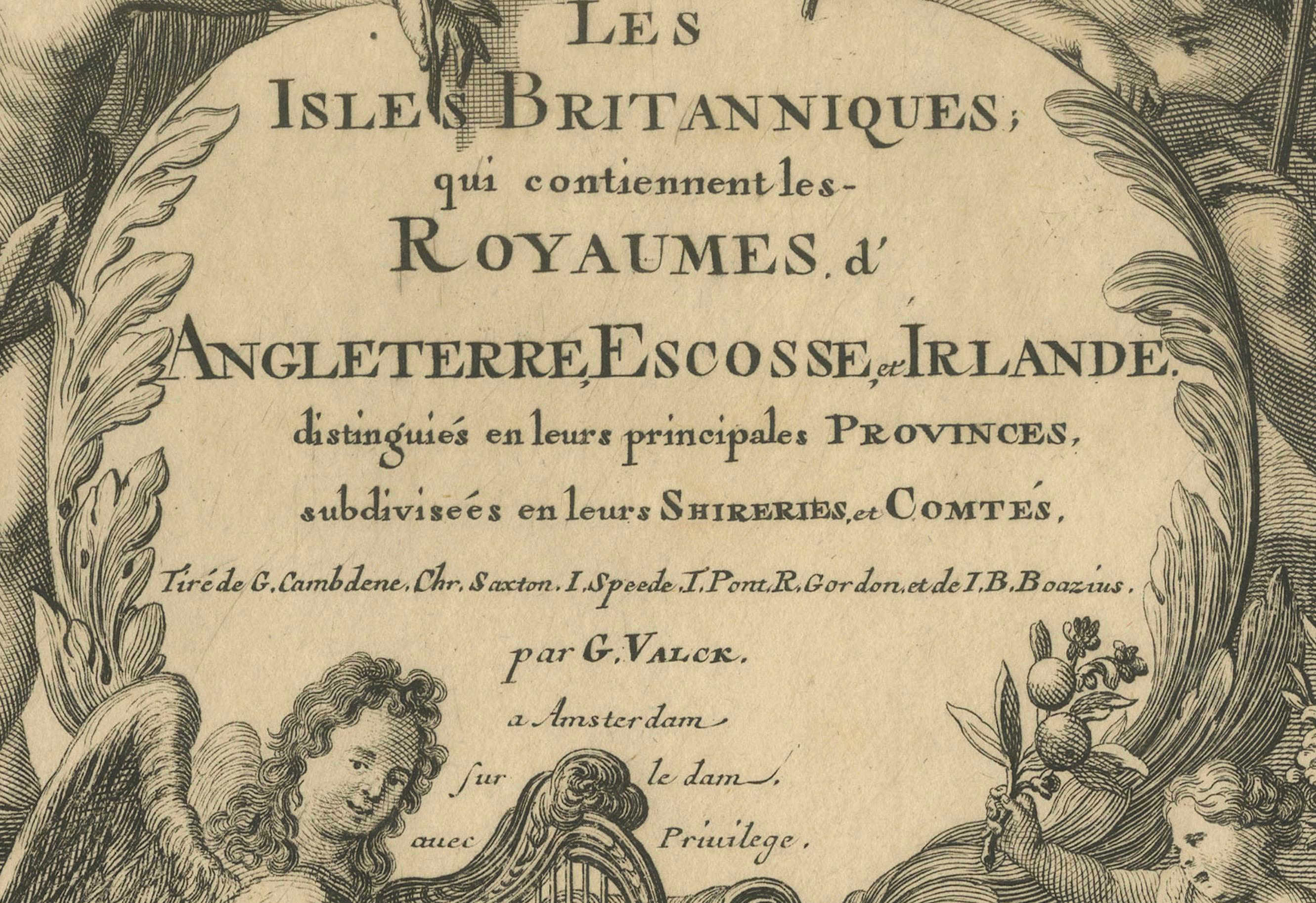 Rare Hand-colored Map of the British Isles by Gerard Valk, Published circa 1700 For Sale 2