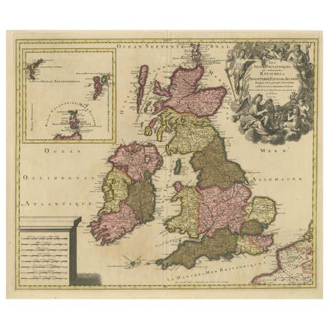 Rare Hand-colored Map of the British Isles by Gerard Valk, Published circa 1700