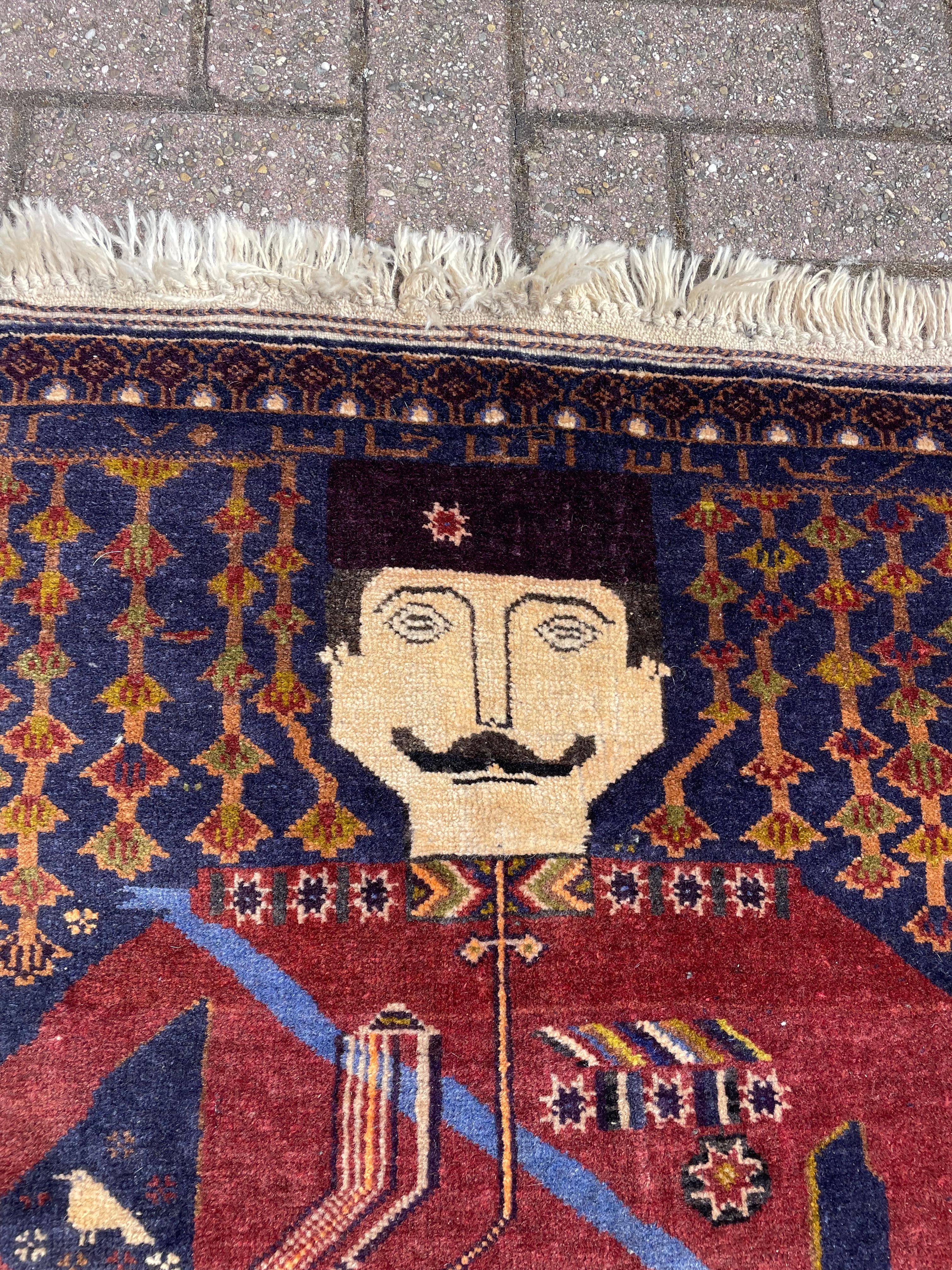 Rare Hand-Knotted War Rug Depicting Reign & King Amanullah Khan 1919 Afghanistan For Sale 3
