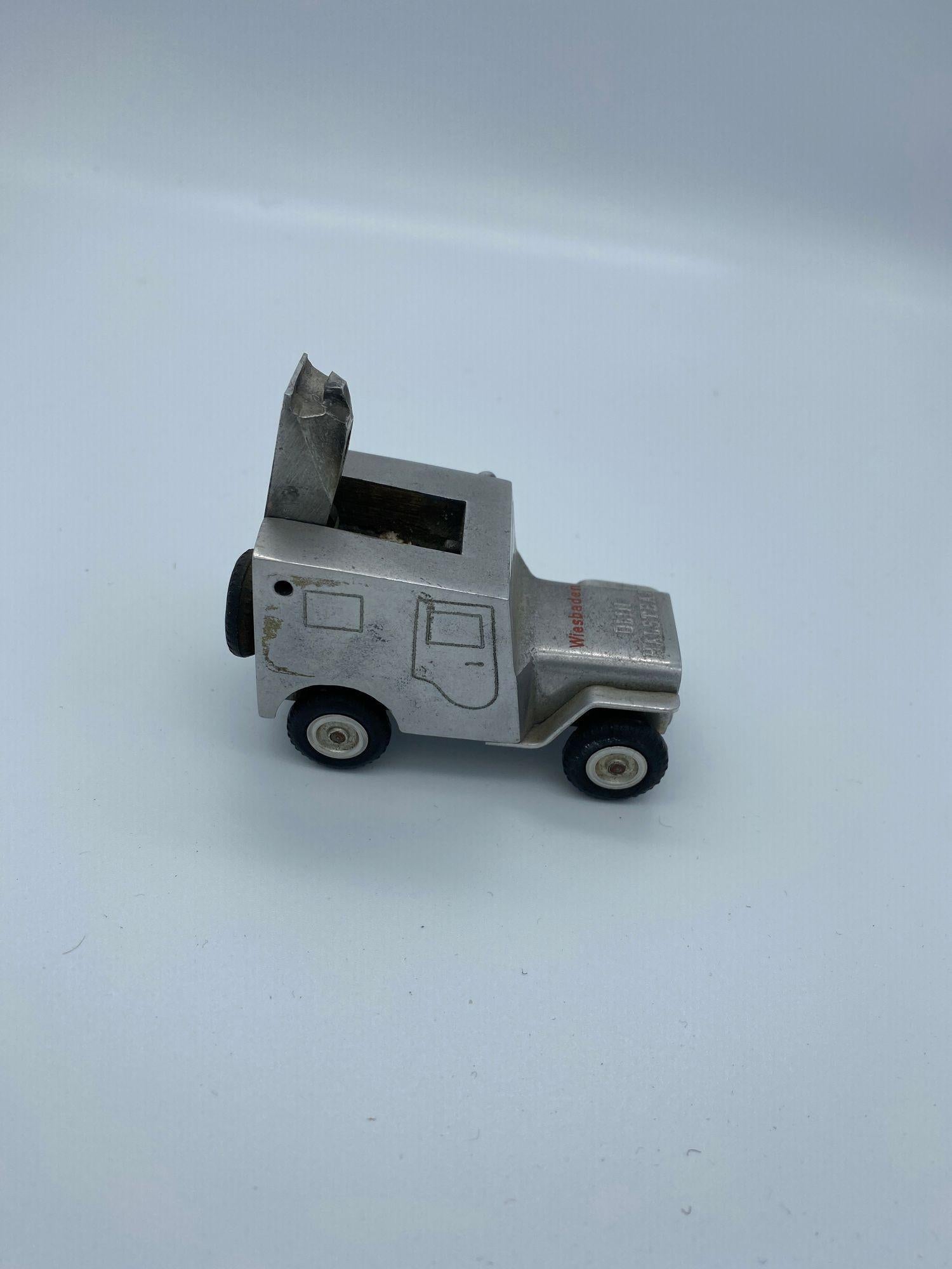 Mid-20th Century Rare Hand Machined Willys Jeep Ges-Gesch Table Lighter, West Germany by by Baier For Sale