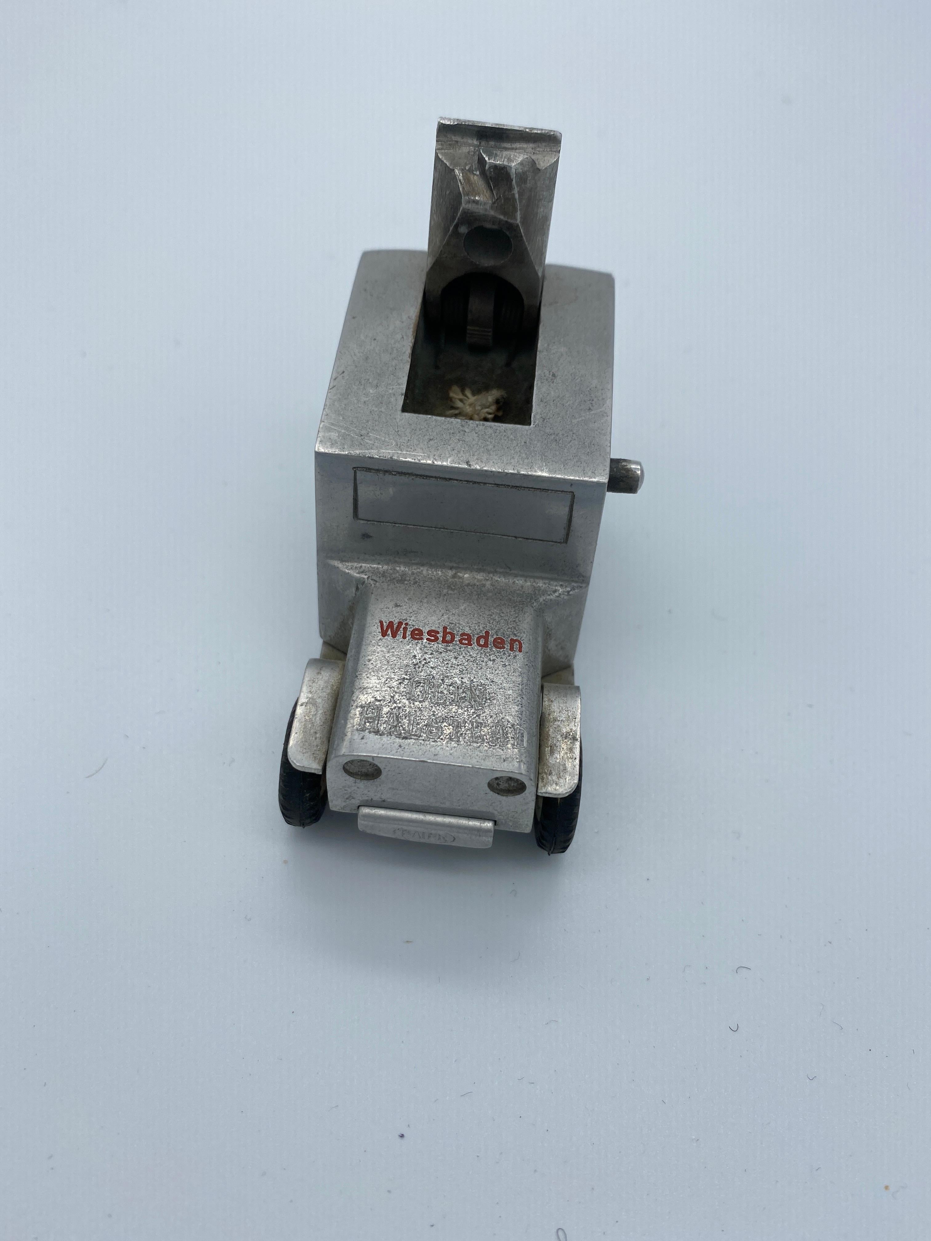 Mid-Century Modern Rare Hand Machined Willys Jeep Ges-Gesch Table Lighter, West Germany by by Baier