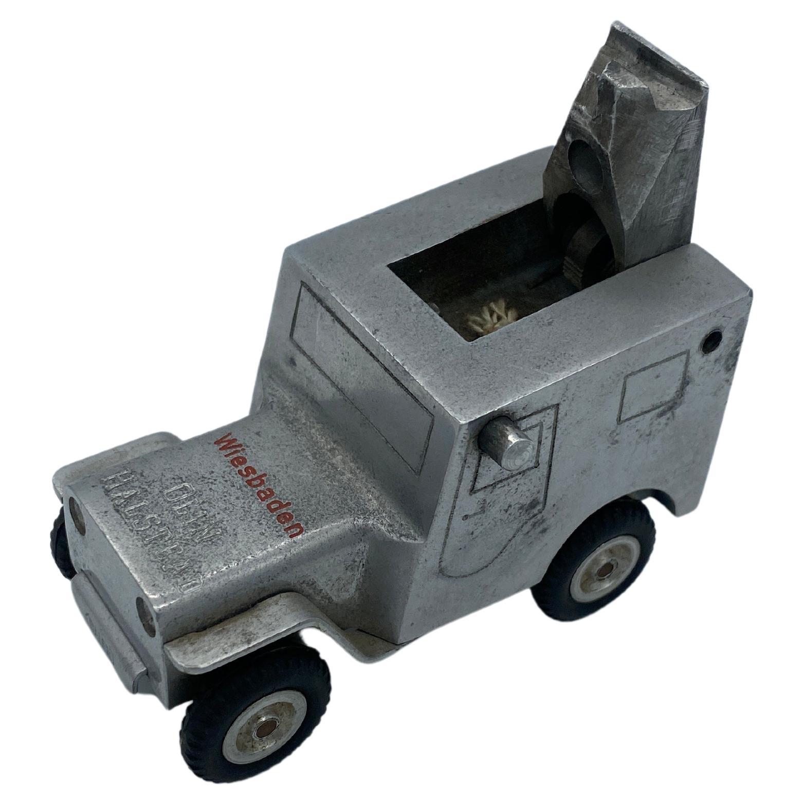 Rare Hand Machined Willys Jeep Ges-Gesch Table Lighter, West Germany by by Baier For Sale