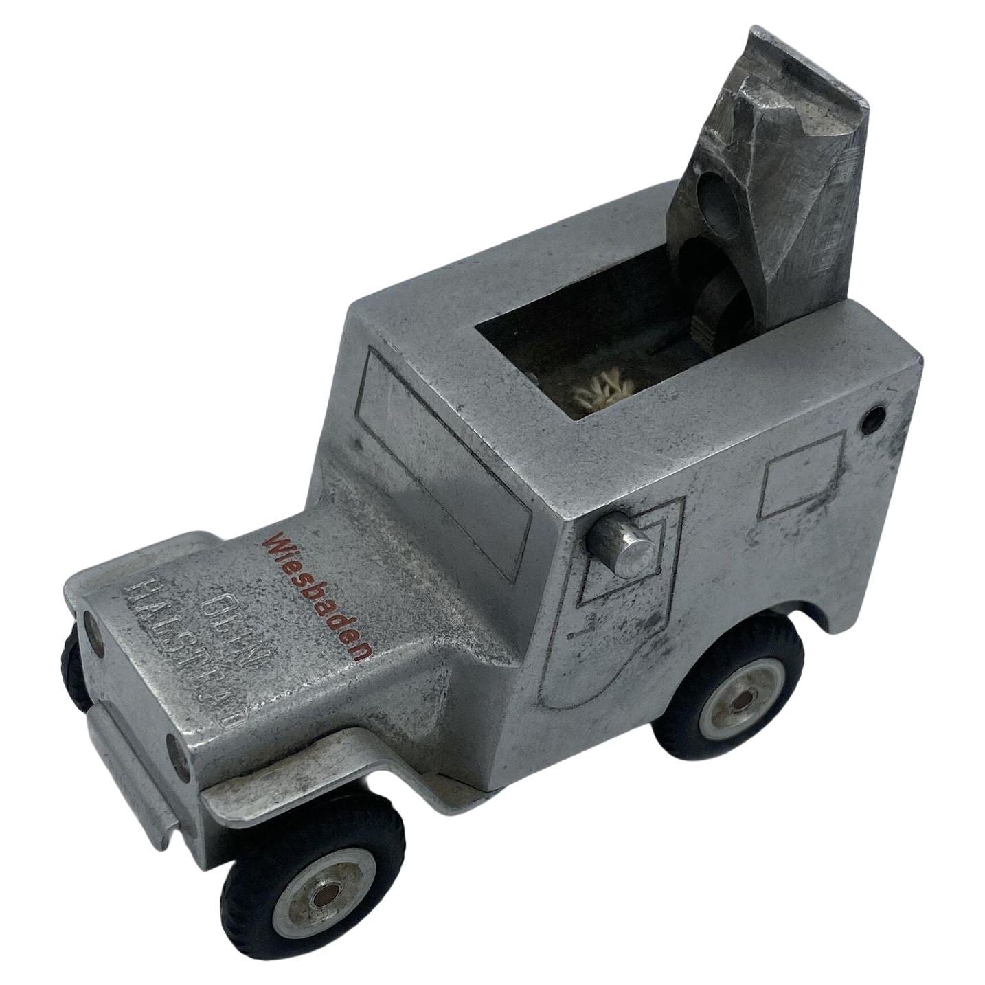 Rare Hand Machined Willys Jeep Ges-Gesch Table Lighter, West Germany by by Baier For Sale