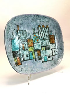 Rare Hand Made Mid Century Ceramic Plate by Designer Ferenc Pal, 1970's