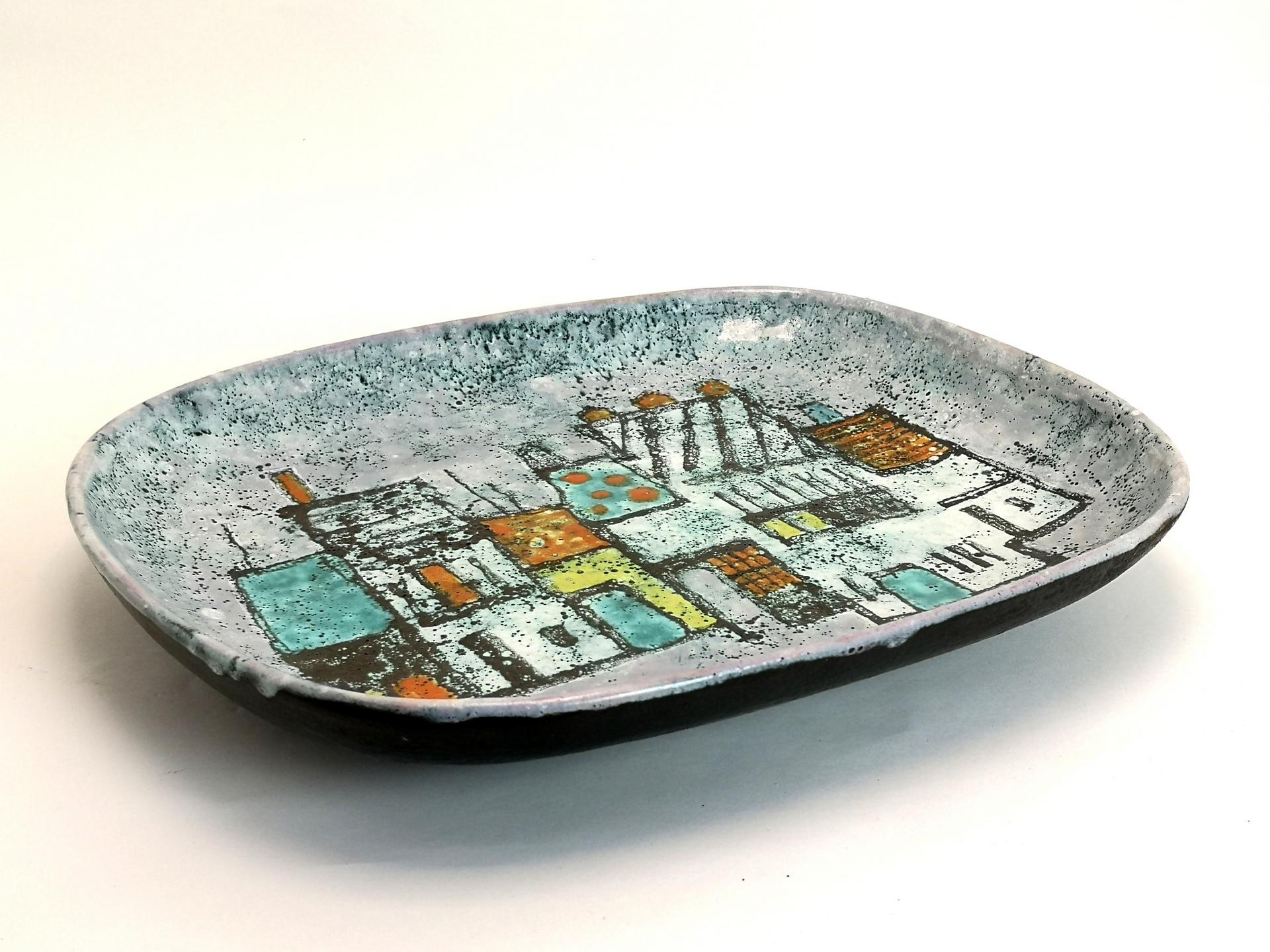 Mid-Century Modern Rare Hand Made Mid Century Ceramic Plate by Designer Ferenc Pal, 1970's
