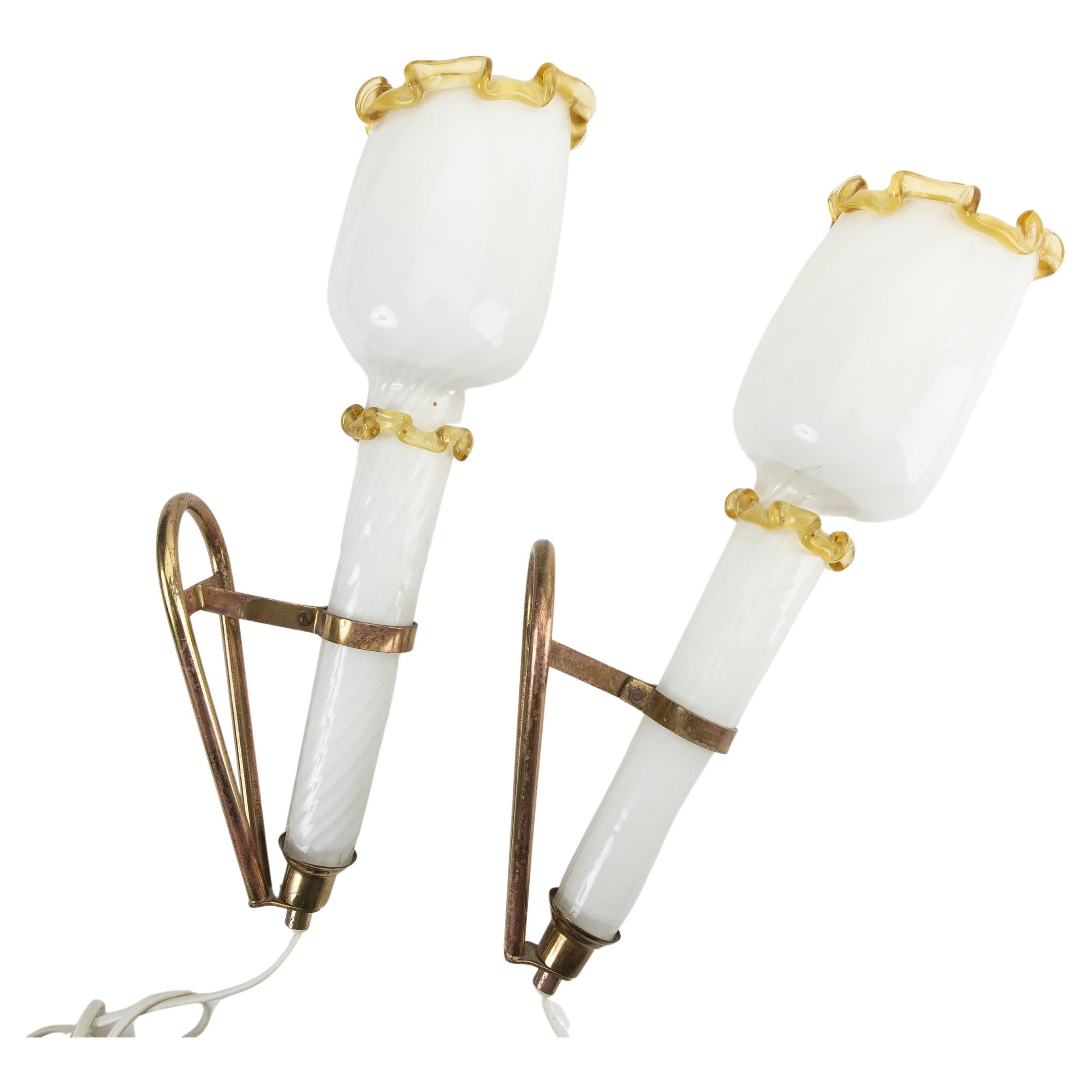 Murano Glass Pair of Sconces Italy 1940 For Sale