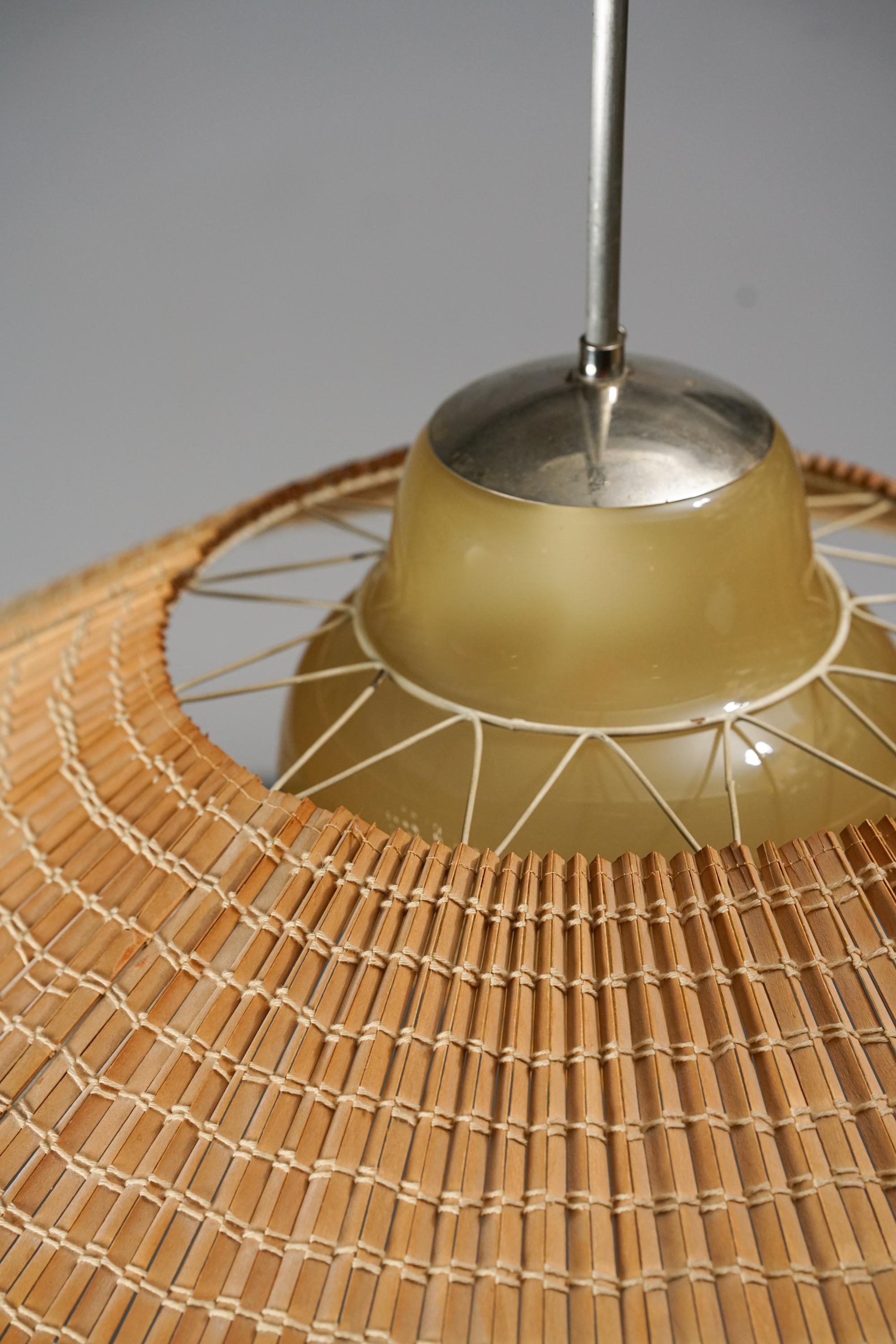Finnish Rare Hand Painted Ceiling Lamp by Lisa-Johansson Pape and Gunilla Jung, 1940s