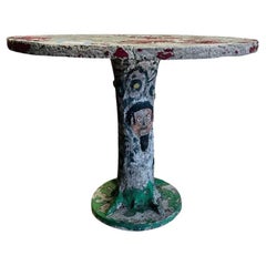 Rare Hand-Painted Faux Bois Concrete Garden Table