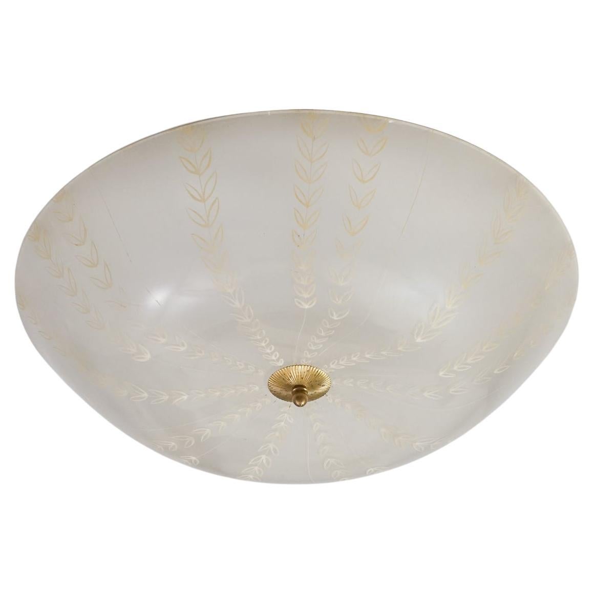 Rare Hand-Painted Flush Mount Model 1001, Lisa Johansson-Pape, Orno Oy, 1950s