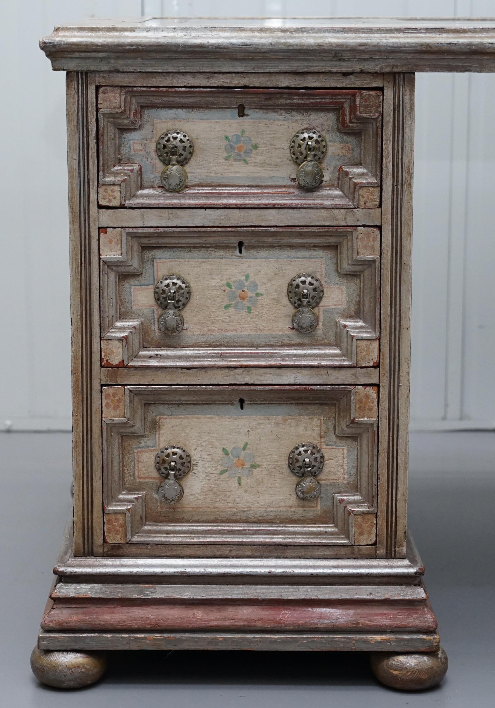 20th Century Rare Hand Painted Pedestal Desk by the Artist Ambrose Thomas Marquis d'Oisy For Sale