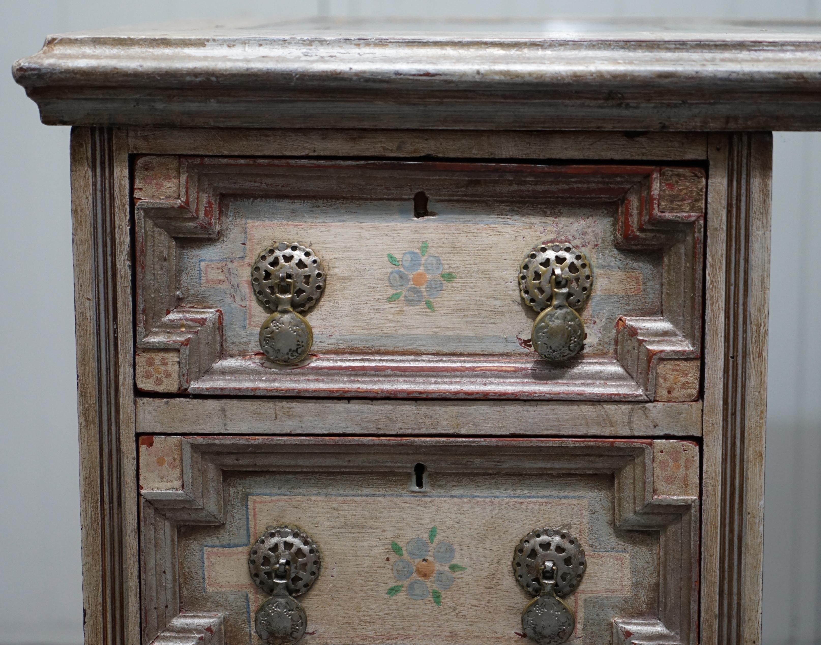 Oak Rare Hand Painted Pedestal Desk by the Artist Ambrose Thomas Marquis d'Oisy For Sale