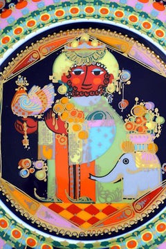Rare Hand Painted Rosenthal Bjørn Wiinblad Christmas Plate from 1972, "Caspar"