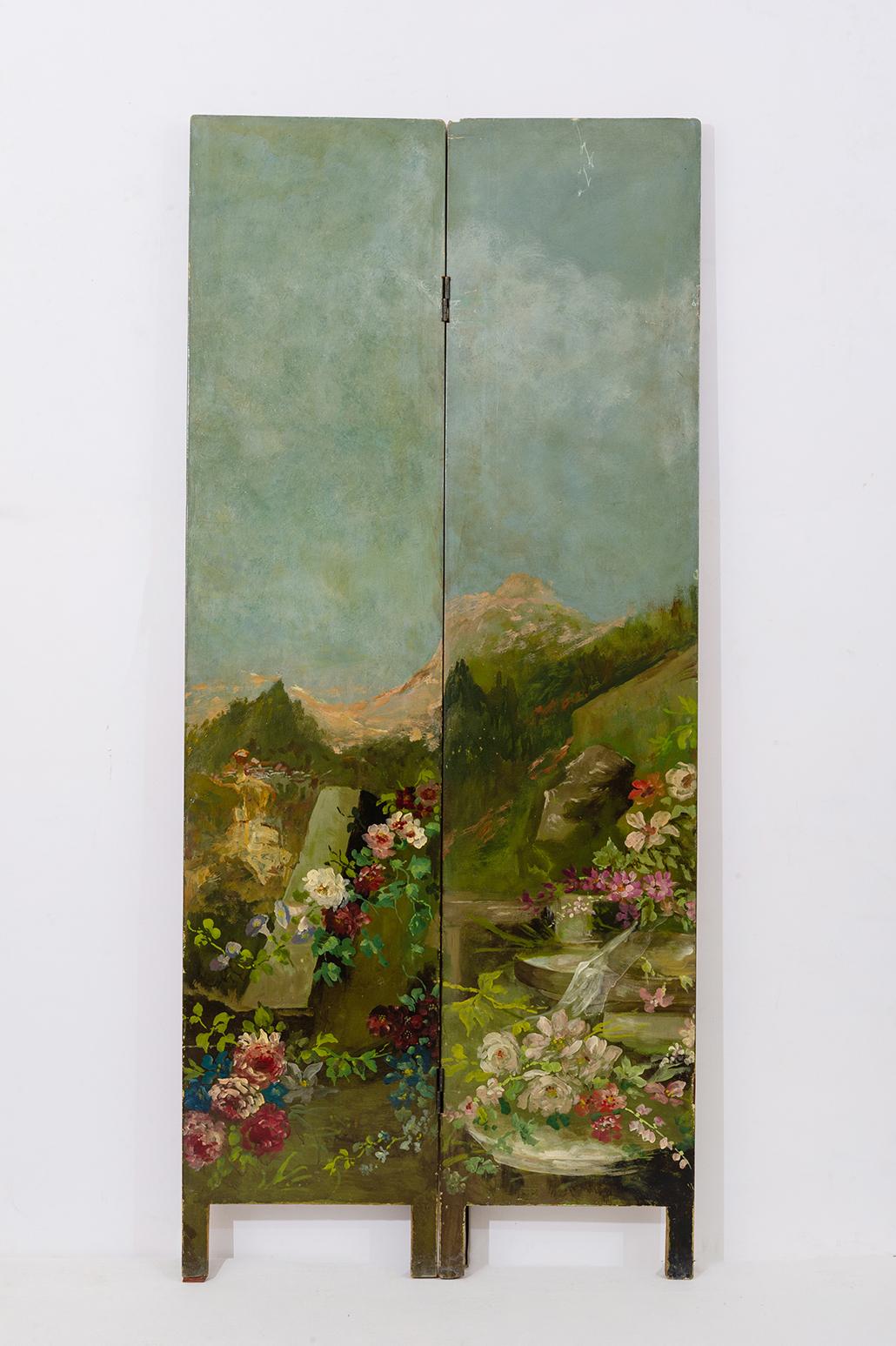 Aesthetic Movement  Hand Painted Antique Large Screen For Sale