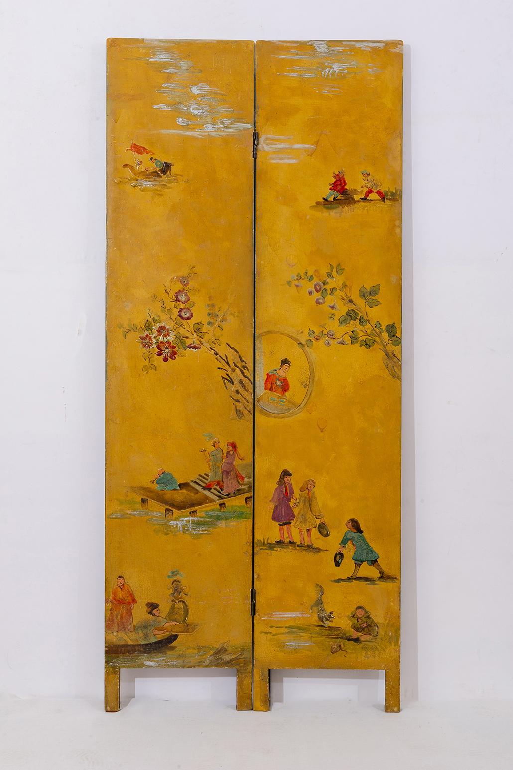 19th Century  Hand Painted Antique Large Screen For Sale