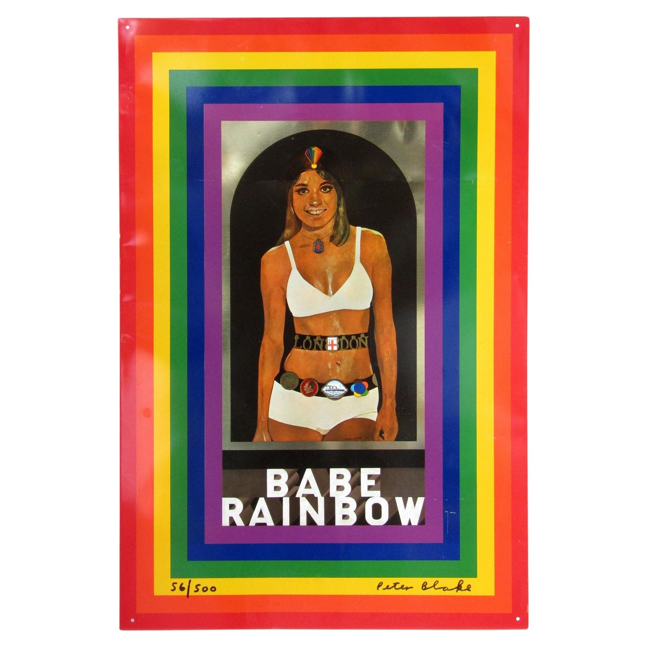 Rare Hand-Signed 1968 Pop Art Screen Print on Tin Babe Rainbow by Peter Blake RA