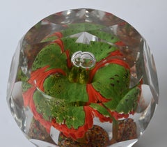 Rare presse-papier à facettes signé à la main, Val Saint Lambert Circa 1960