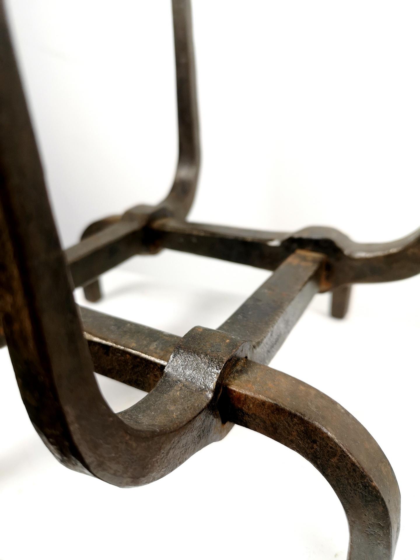 Rare Hand-Wrought Iron Candelabra, in Brutalist Style, 1970's 2