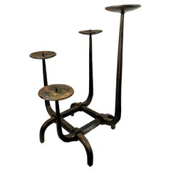 Rare Hand-Wrought Iron Candelabra, in Brutalist Style, 1970's
