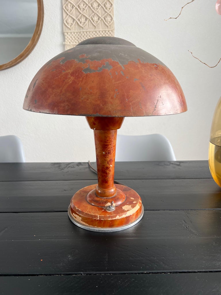 100% Unrestored and original condition, mushroom design table lamp.

This very unusual and modernistic work of lighting art comes with the maker's mark M. Sabino in the base and it is another one of our latest great 'finds'. Similar work is
