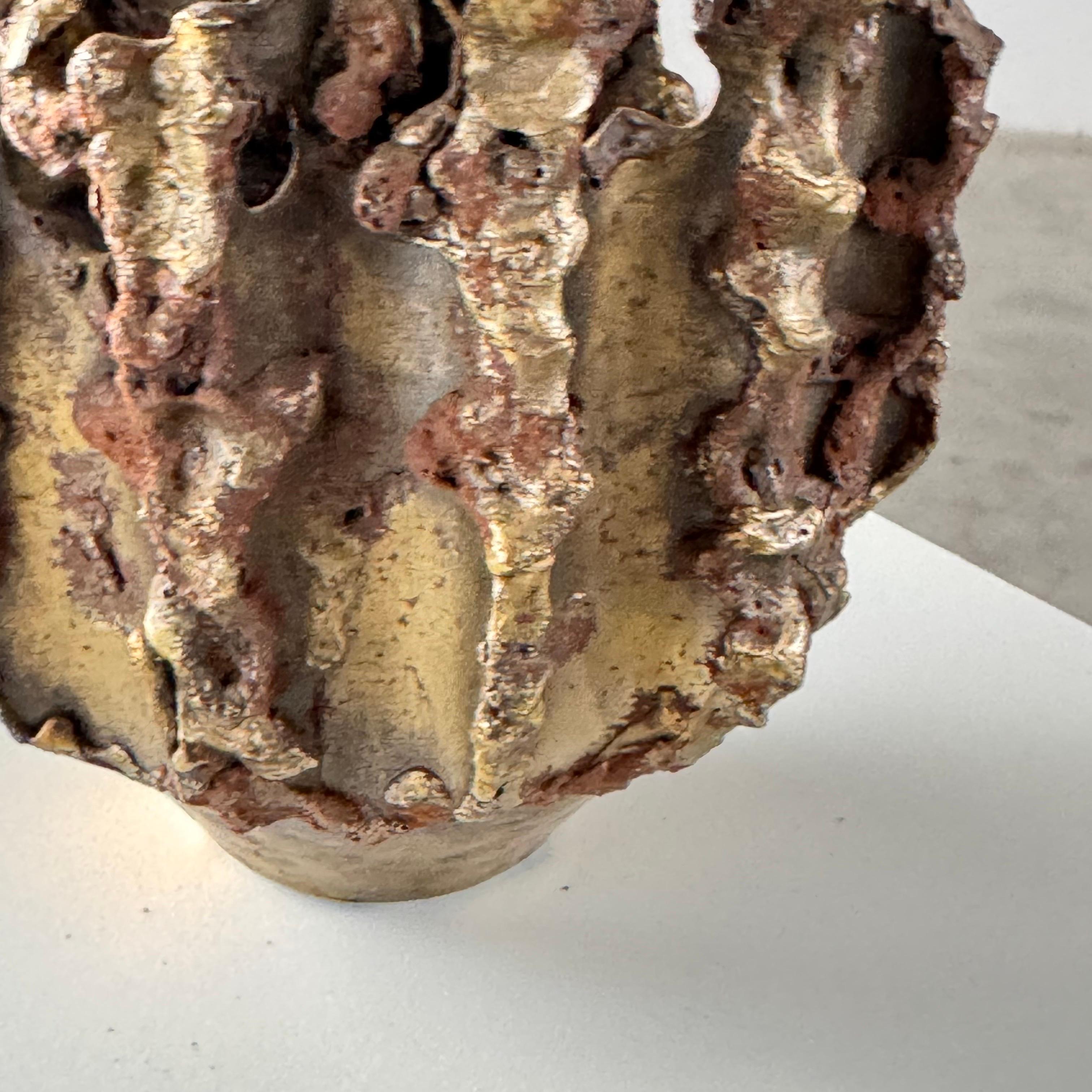 Mid-20th Century Rare, Handcrafted Brutalist Bronze Vase by Marcello Fantoni, Signed, 1950s For Sale