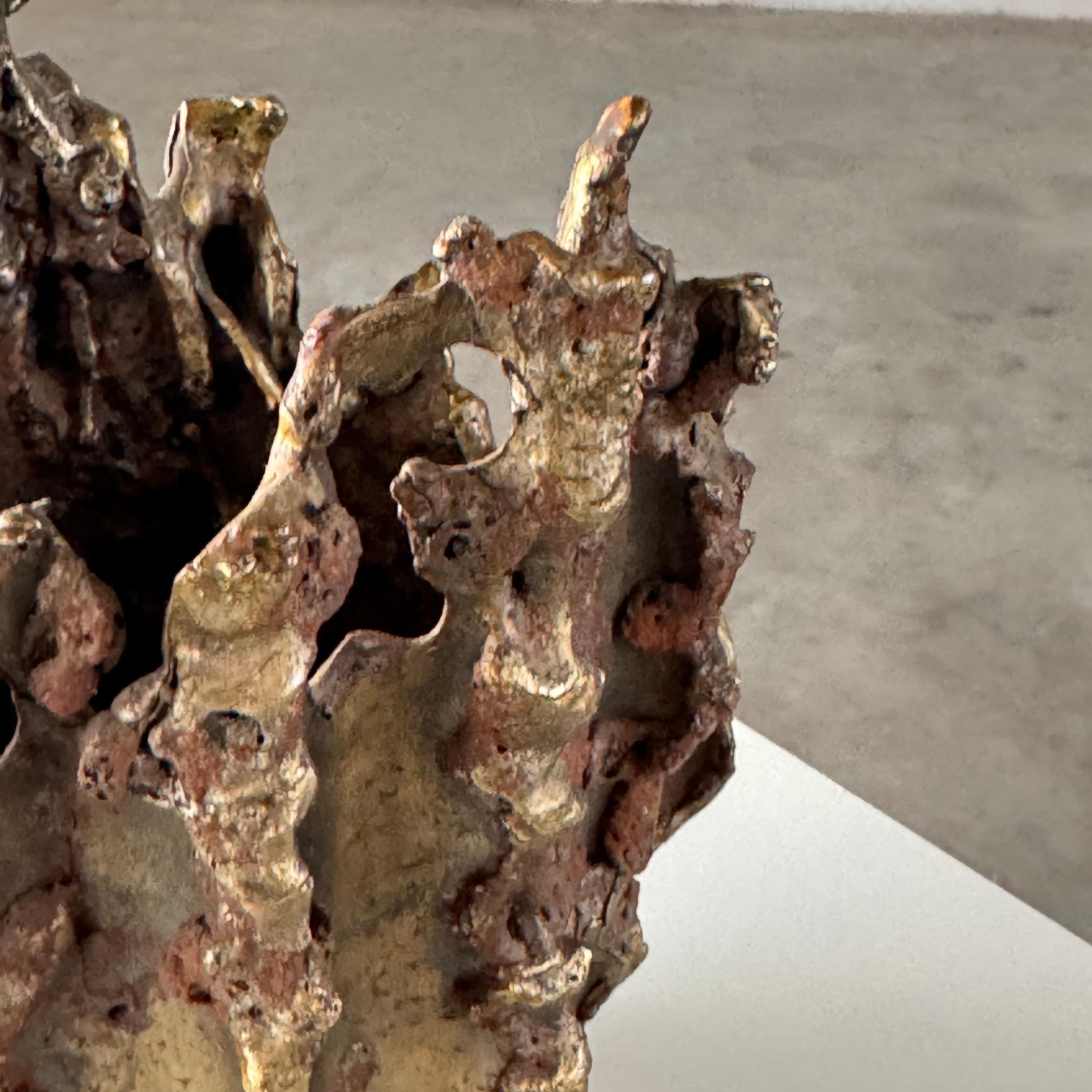 Rare, Handcrafted Brutalist Bronze Vase by Marcello Fantoni, Signed, 1950s For Sale 1