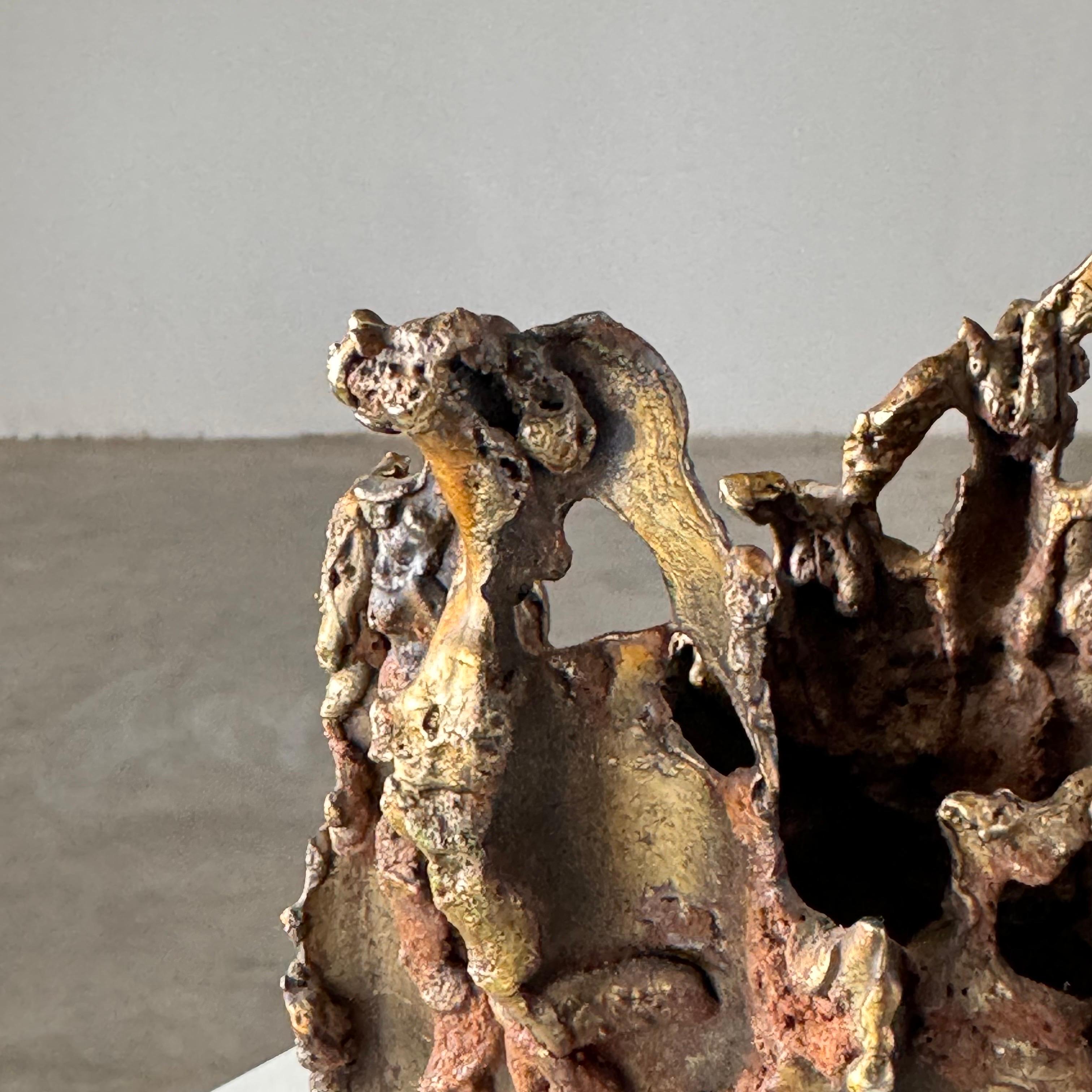 Rare, Handcrafted Brutalist Bronze Vase by Marcello Fantoni, Signed, 1950s For Sale 3