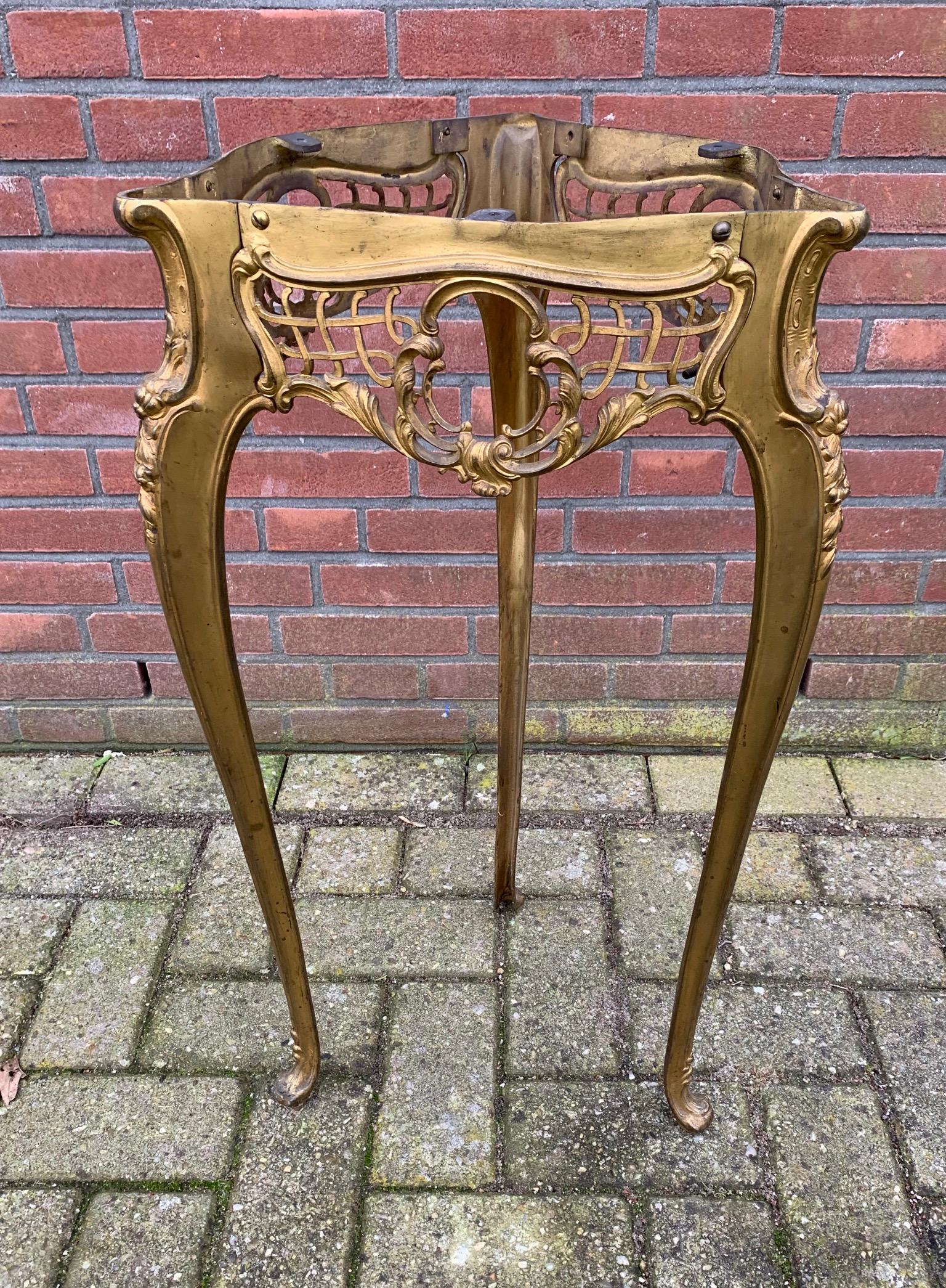 Rare and Handcrafted French Antique Bronze and Marble Top Flower Table, Stand 2