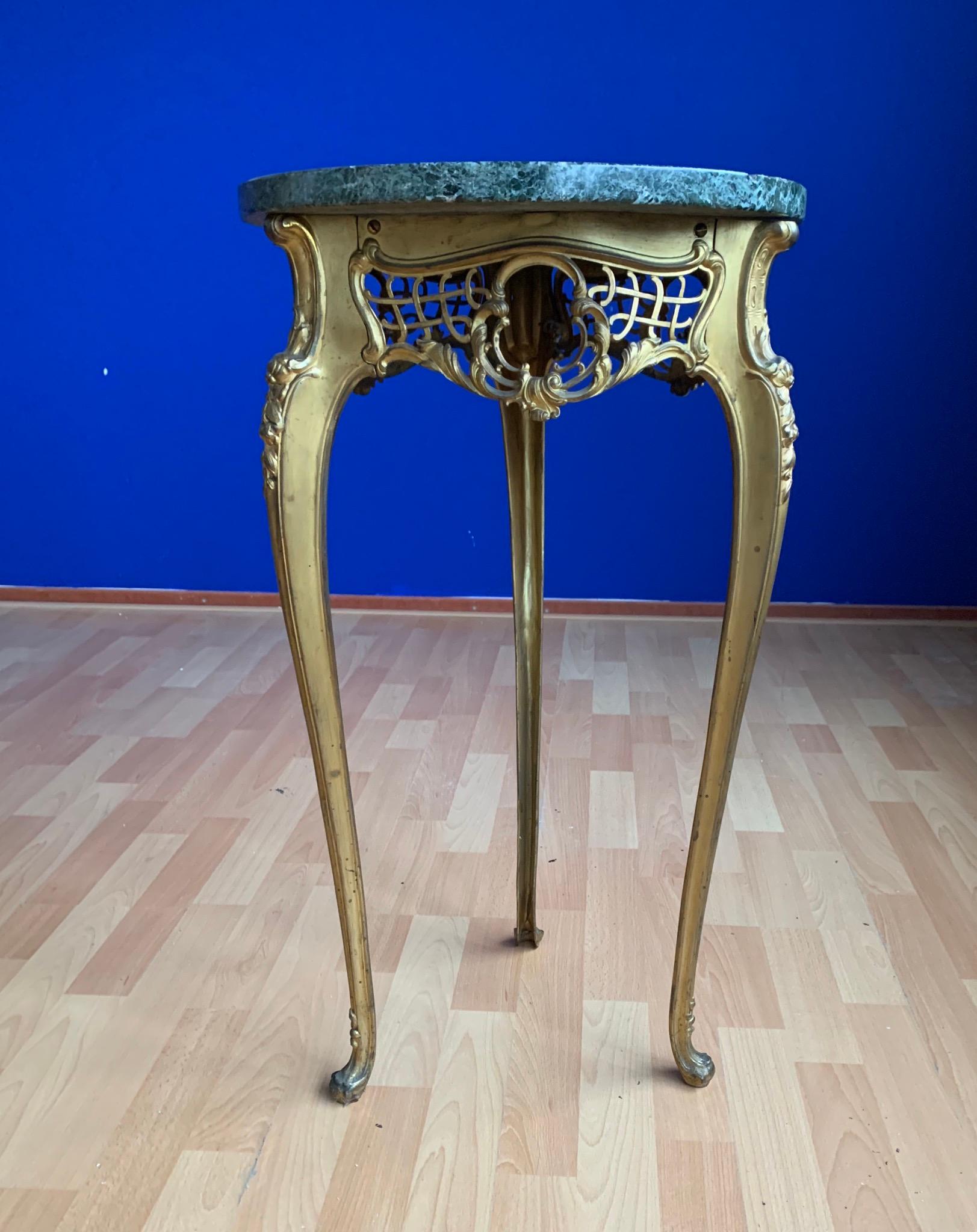 Rare and Handcrafted French Antique Bronze and Marble Top Flower Table, Stand 4