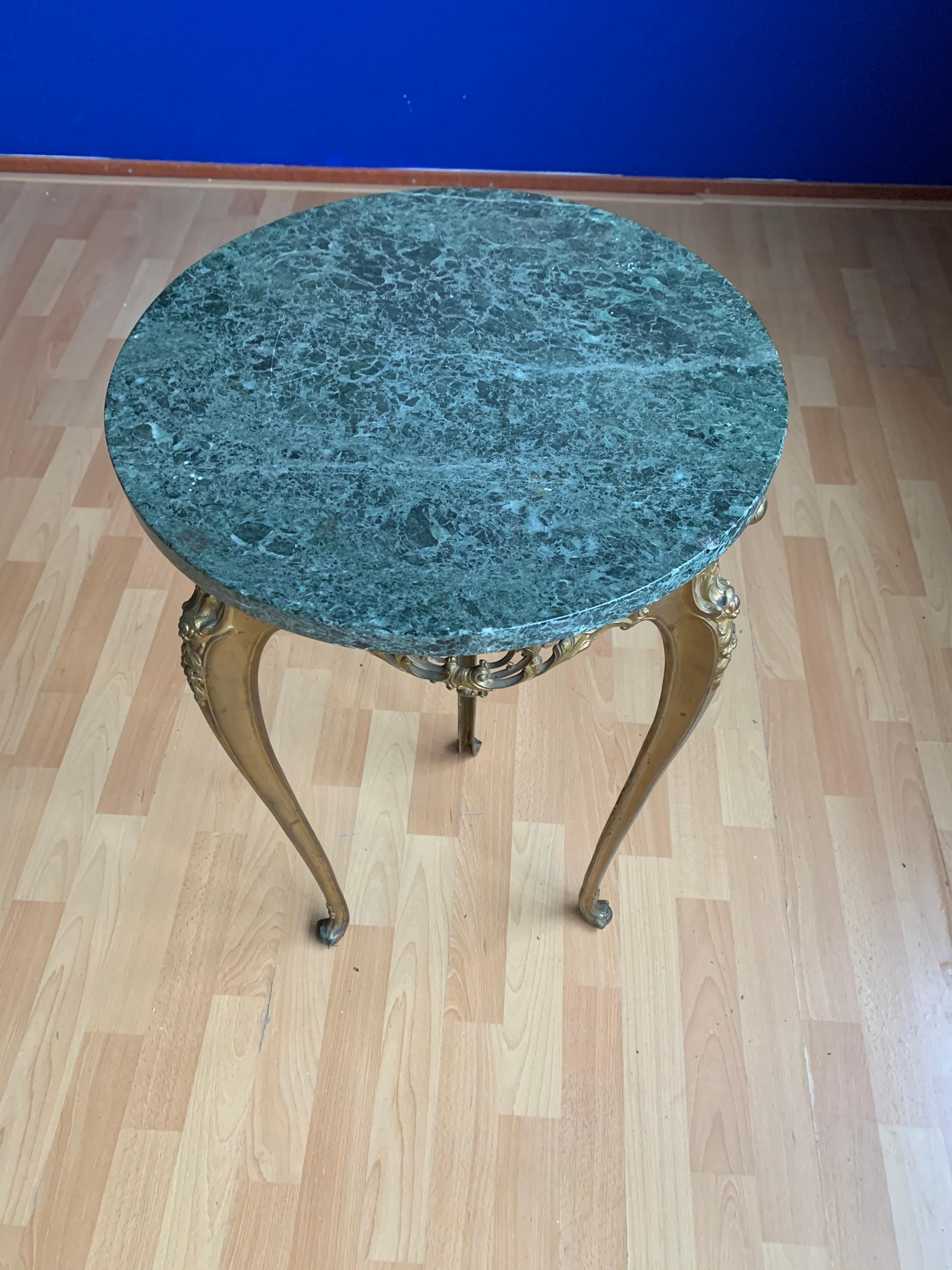 Rare and Handcrafted French Antique Bronze and Marble Top Flower Table, Stand 5
