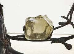 Iron and Smoked Murano Glass Brutalist Console by Salvino Marsura, Italy, 1970