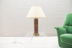 Rare Handcrafted Leather Table Lamp with Maja Motiv by Kaiser Leuchten, 1960s