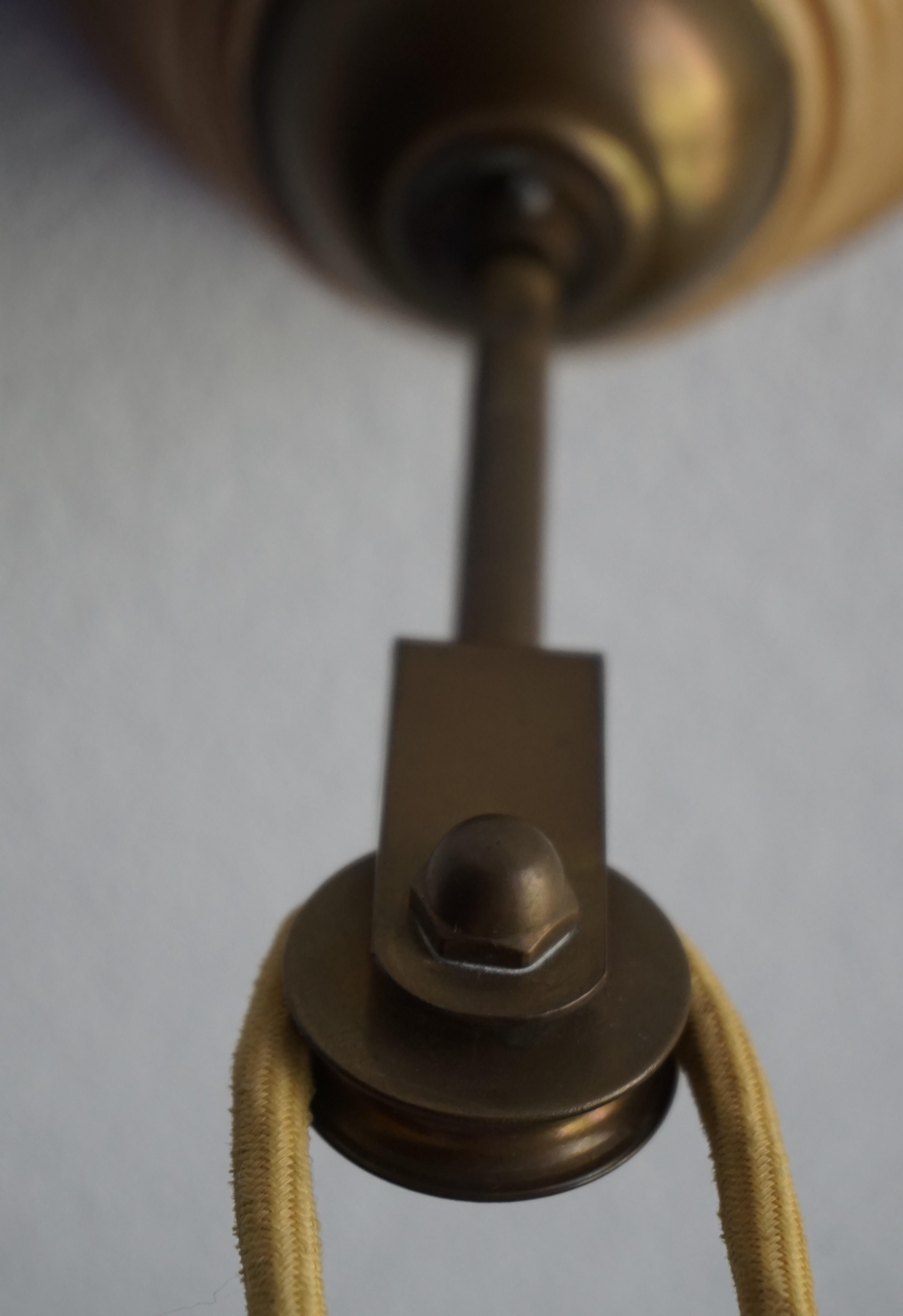 Rare & Handcrafted Midcentury Modern Rattan & Brass Pendant Light / Ceiling Lamp 2
