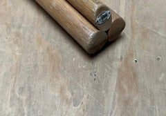 Rare Handcrafted & Stylish Mid-Century Modern Rattan, Leather & Oak Round Table