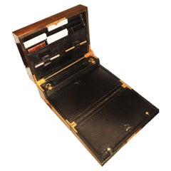 Antique Victorian English Bramah Leather Fold-out Correspondence Writing Desk